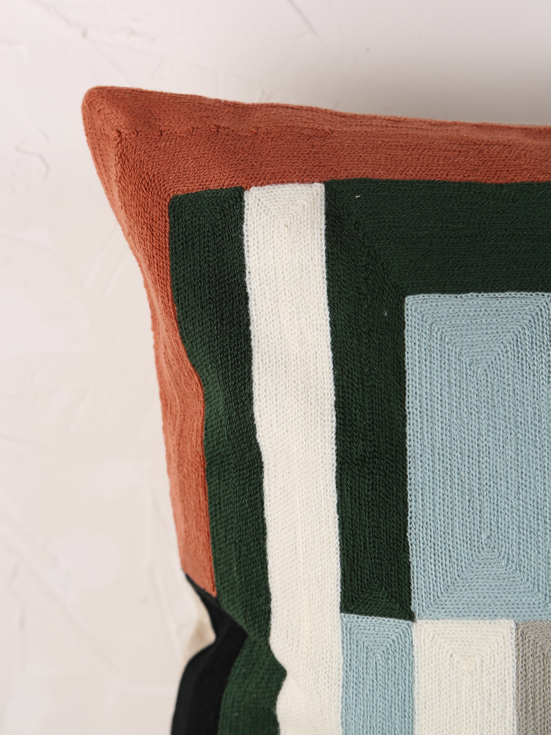 Jason Geometric Embroidered Cushion - Ciel Rust - 45x45cm