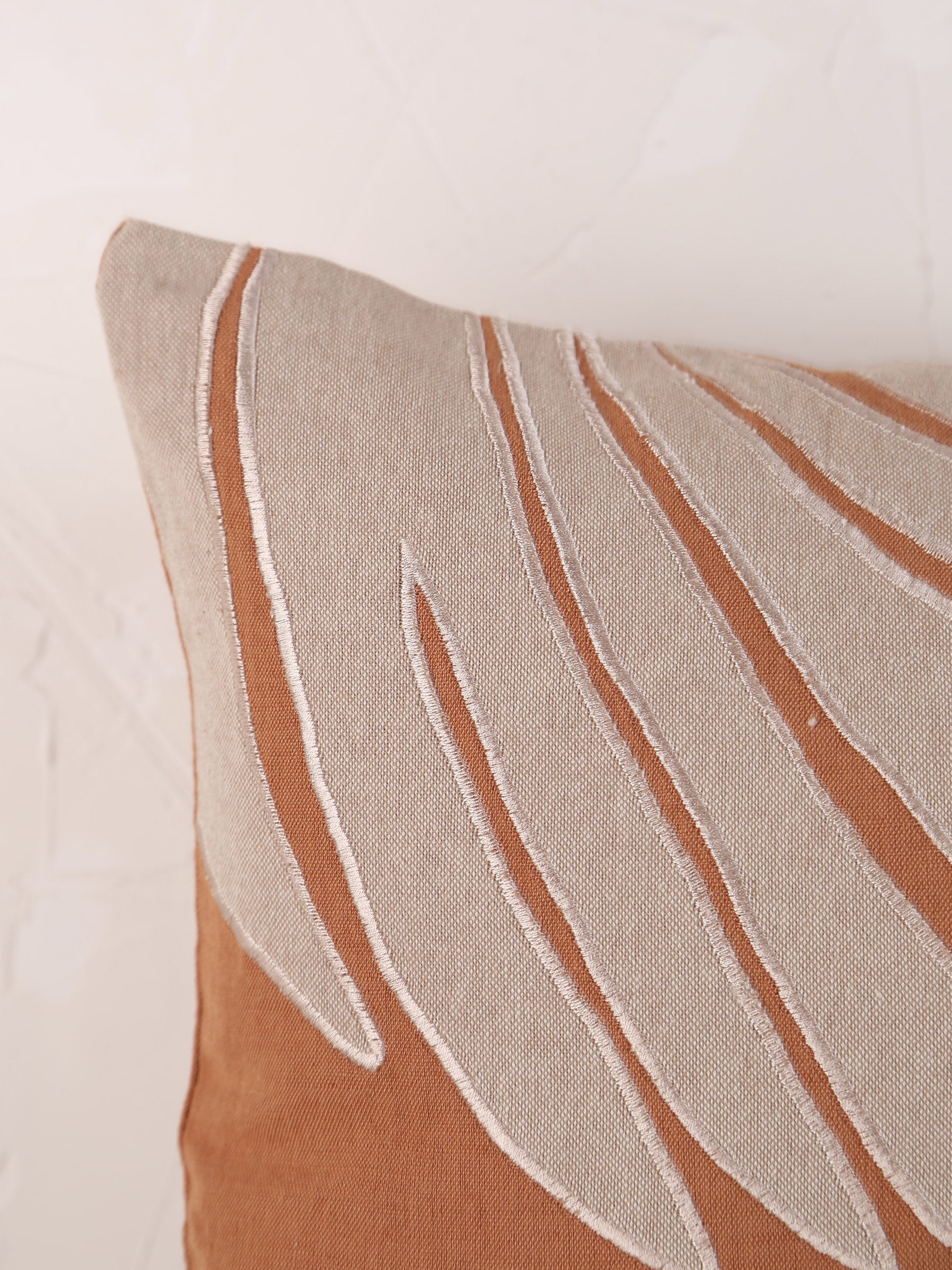 Nilos Embroidered Cushion - Moka Rust - 30x50cm