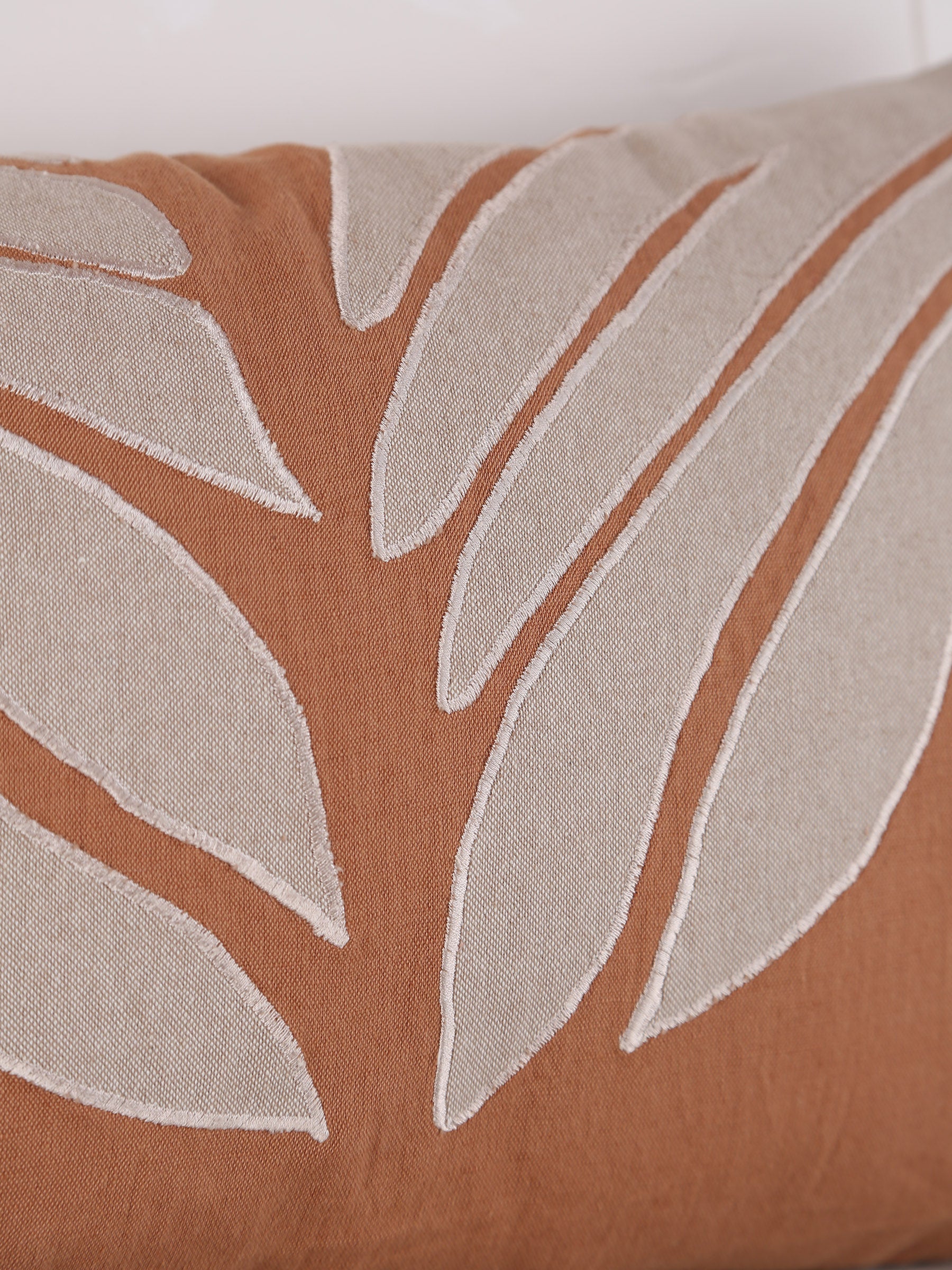 Nilos Embroidered Cushion - Moka Rust - 30x50cm