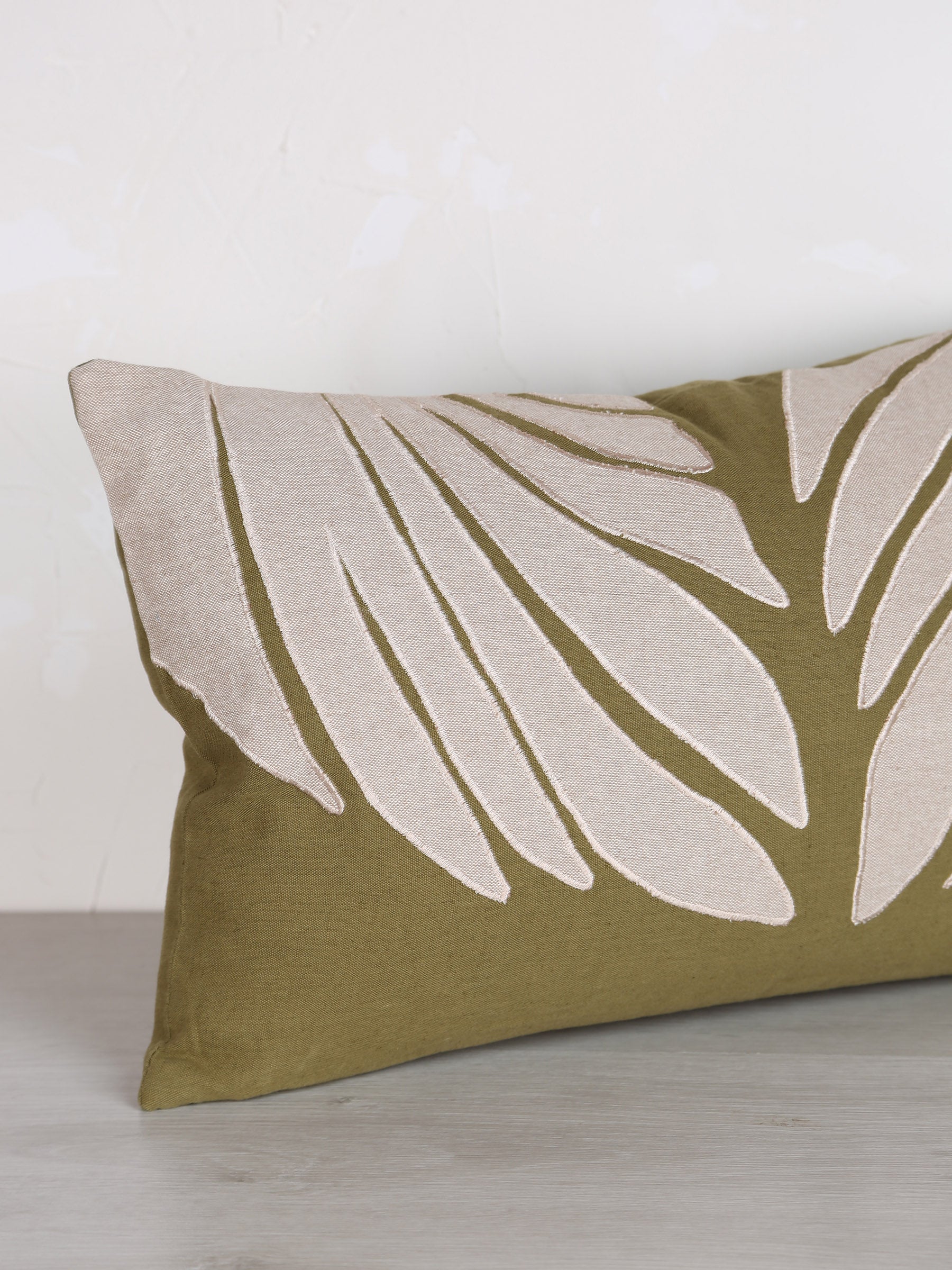 Nilos Embroidered Cushion - Cedre Green - 30x50cm