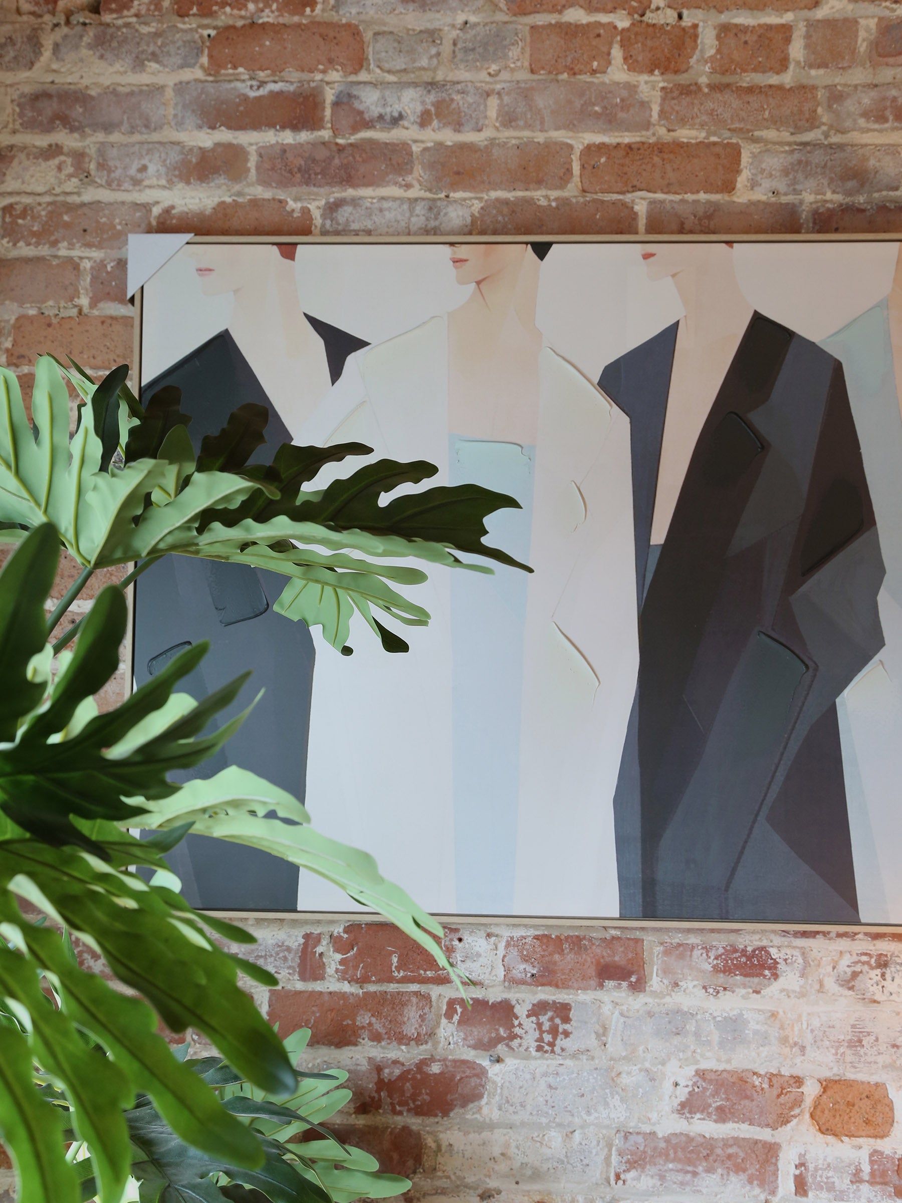 Dulcie Textured Figures Canvas - Cool Tones - 100 x 140 cm