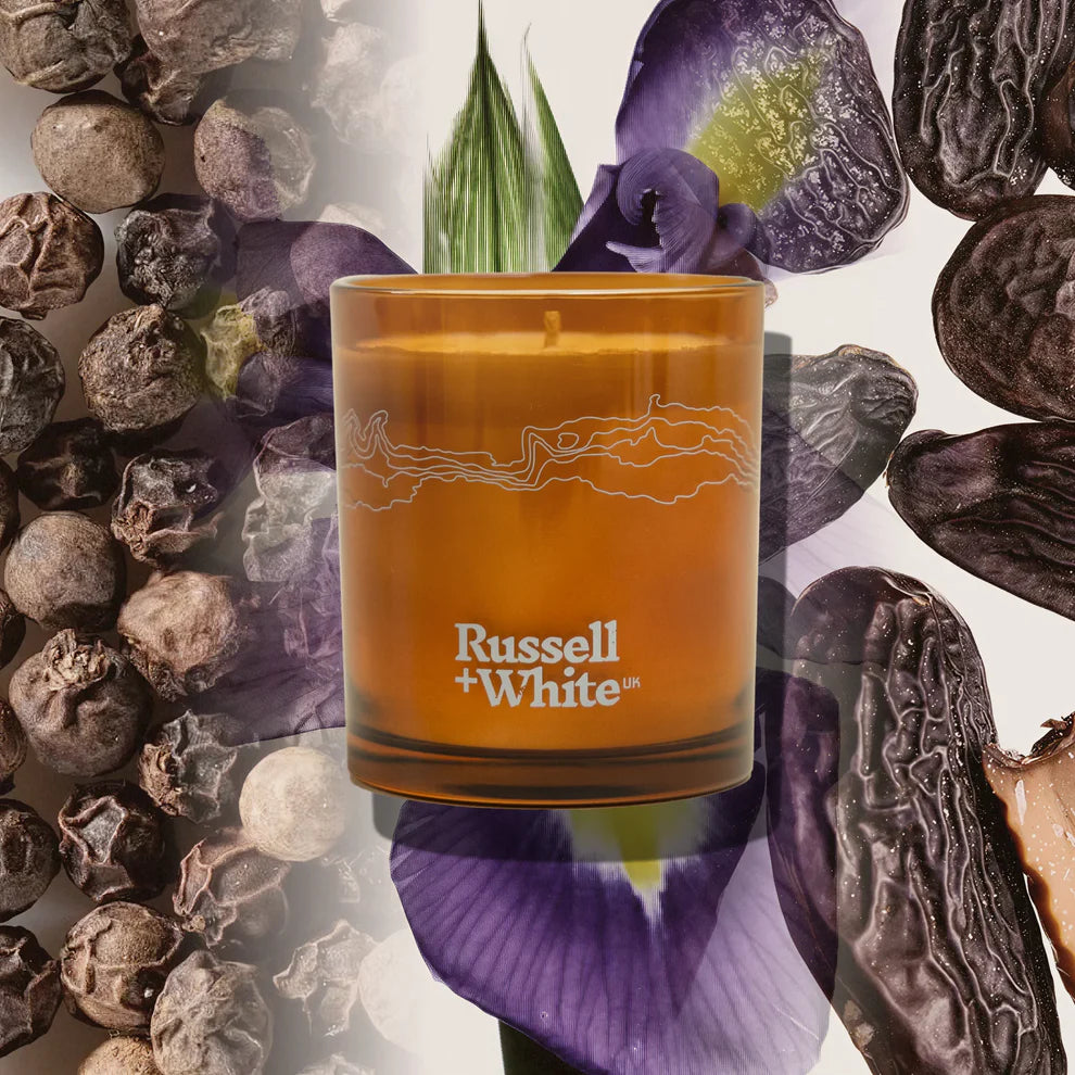 Firenze Leather Soy Wax Scented Candle - Black Pepper, iris, Tonka Bean