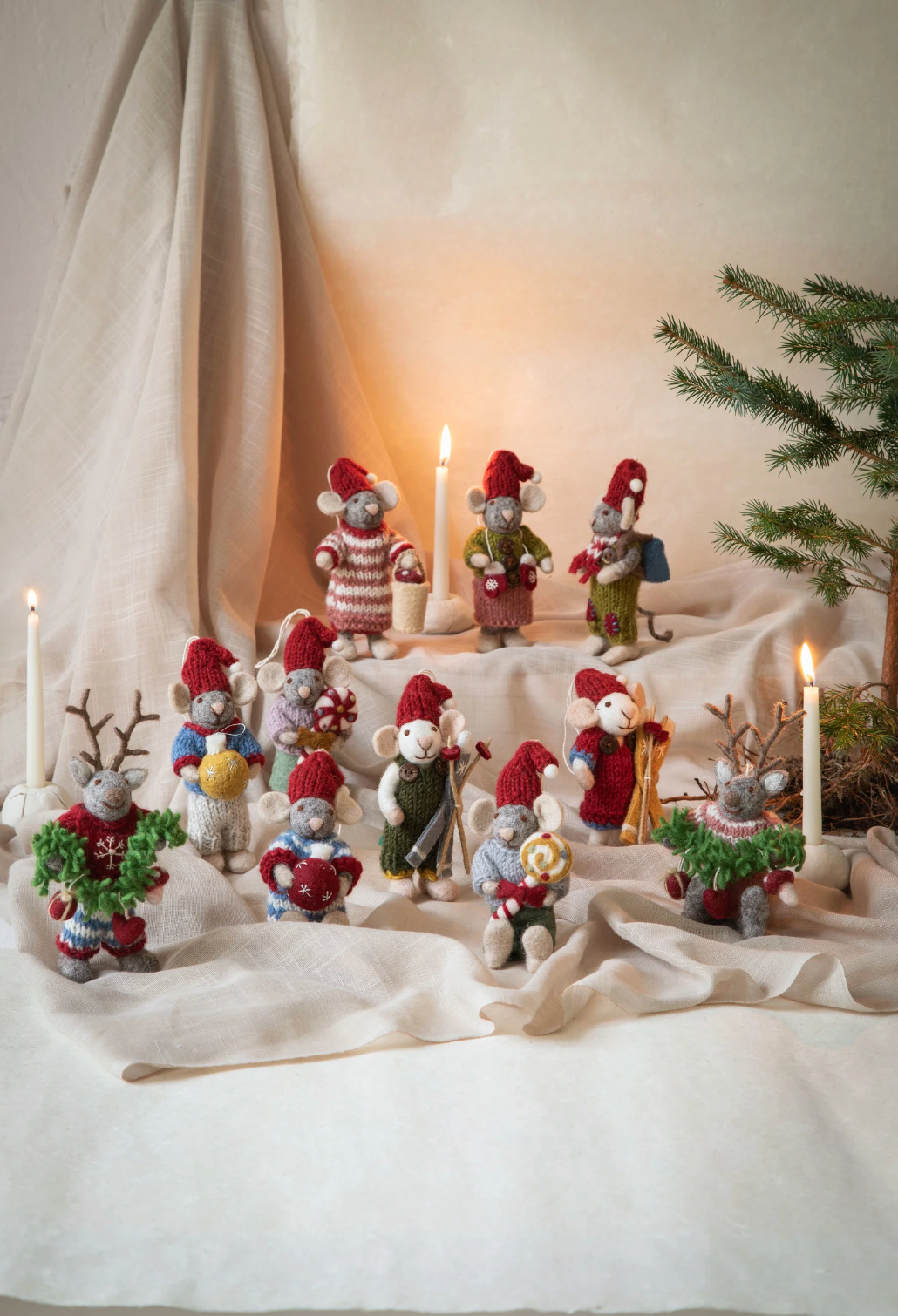 Claude & Clarice - Handcrafted Felt Deer Hanging Decorations