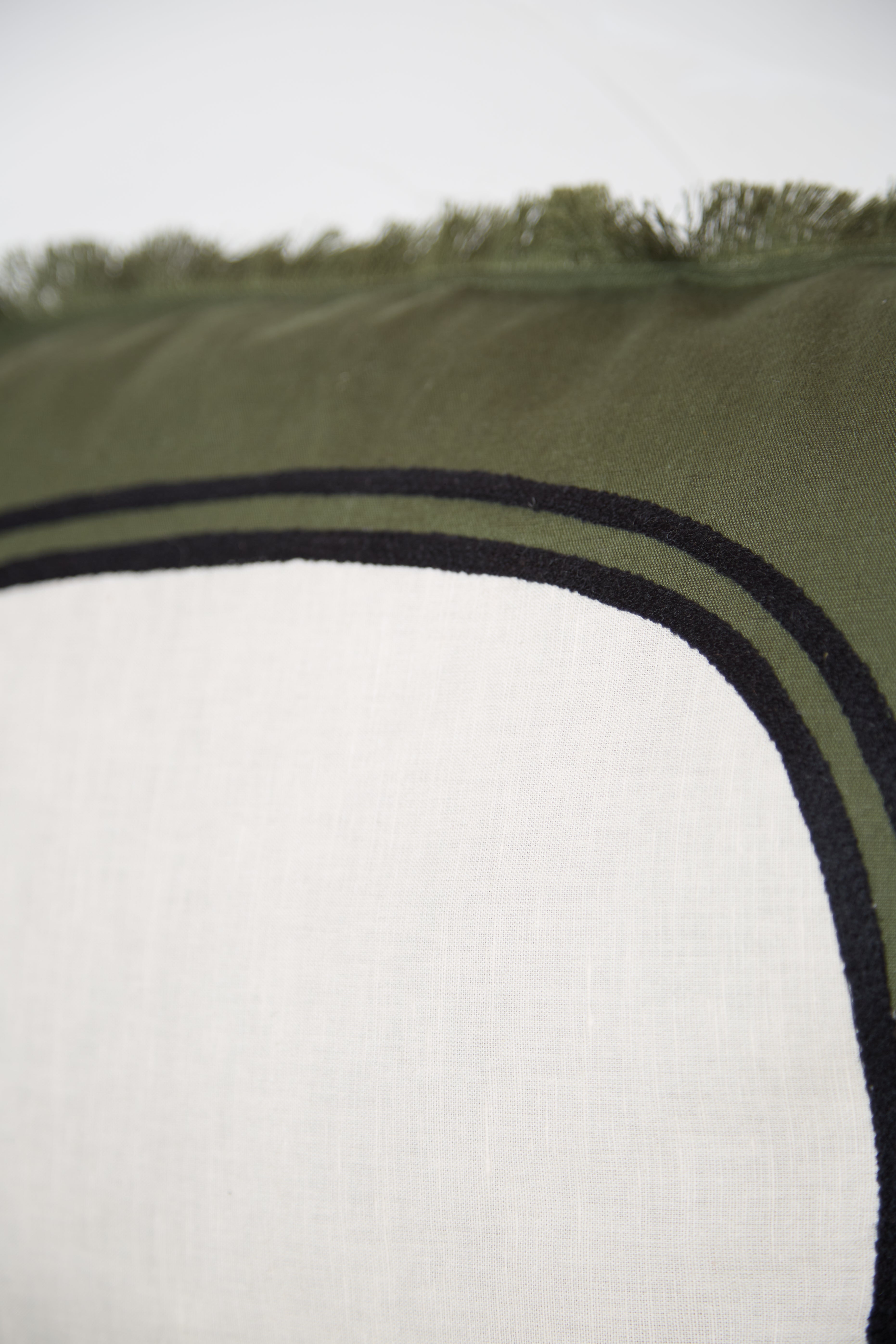 Laly Linen & Cotton Embroidered Cushion in Olive - 40 x 65
