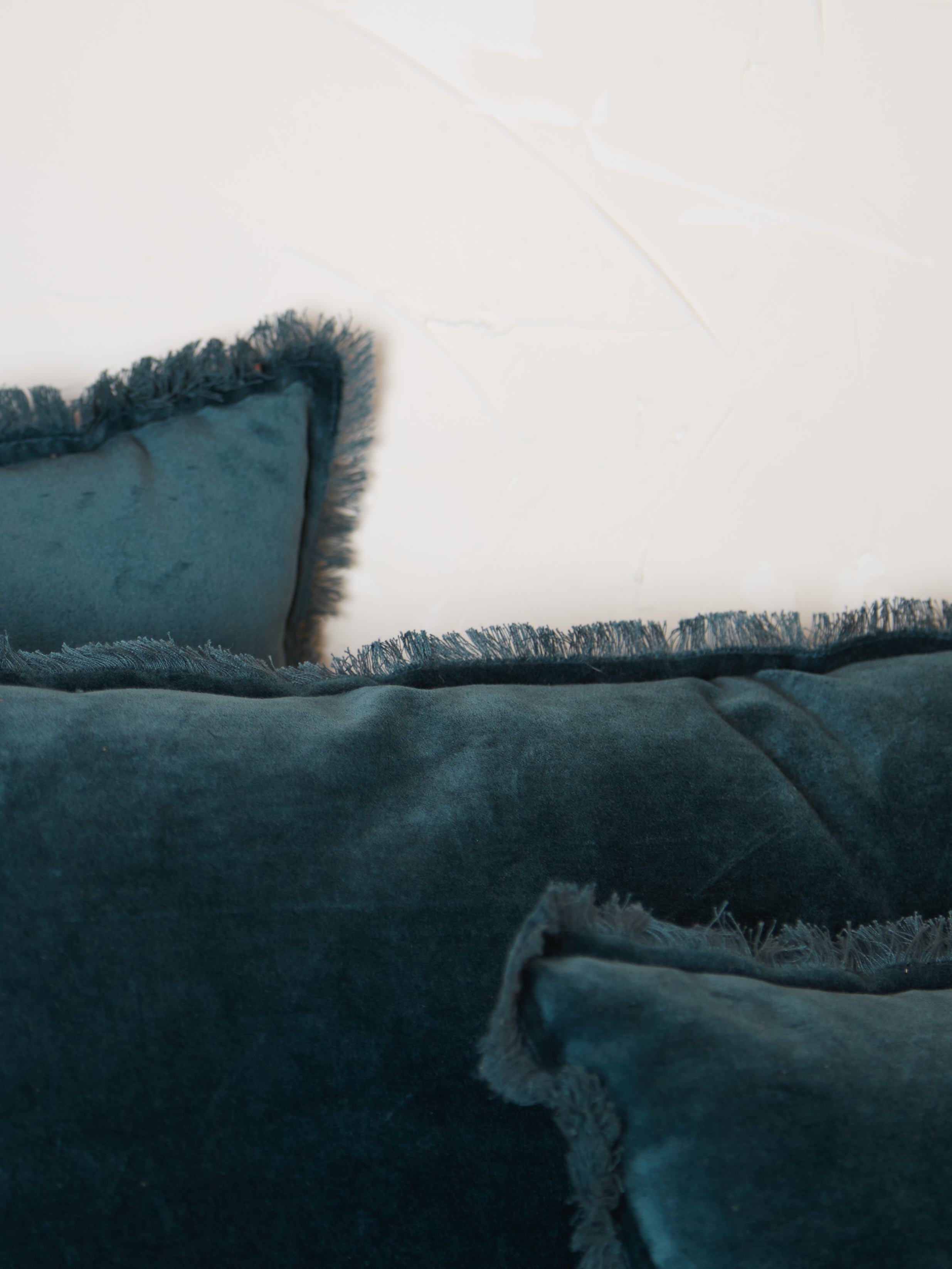 Fara Fringed Velvet Cushion - Corinth - 3 Sizes Available