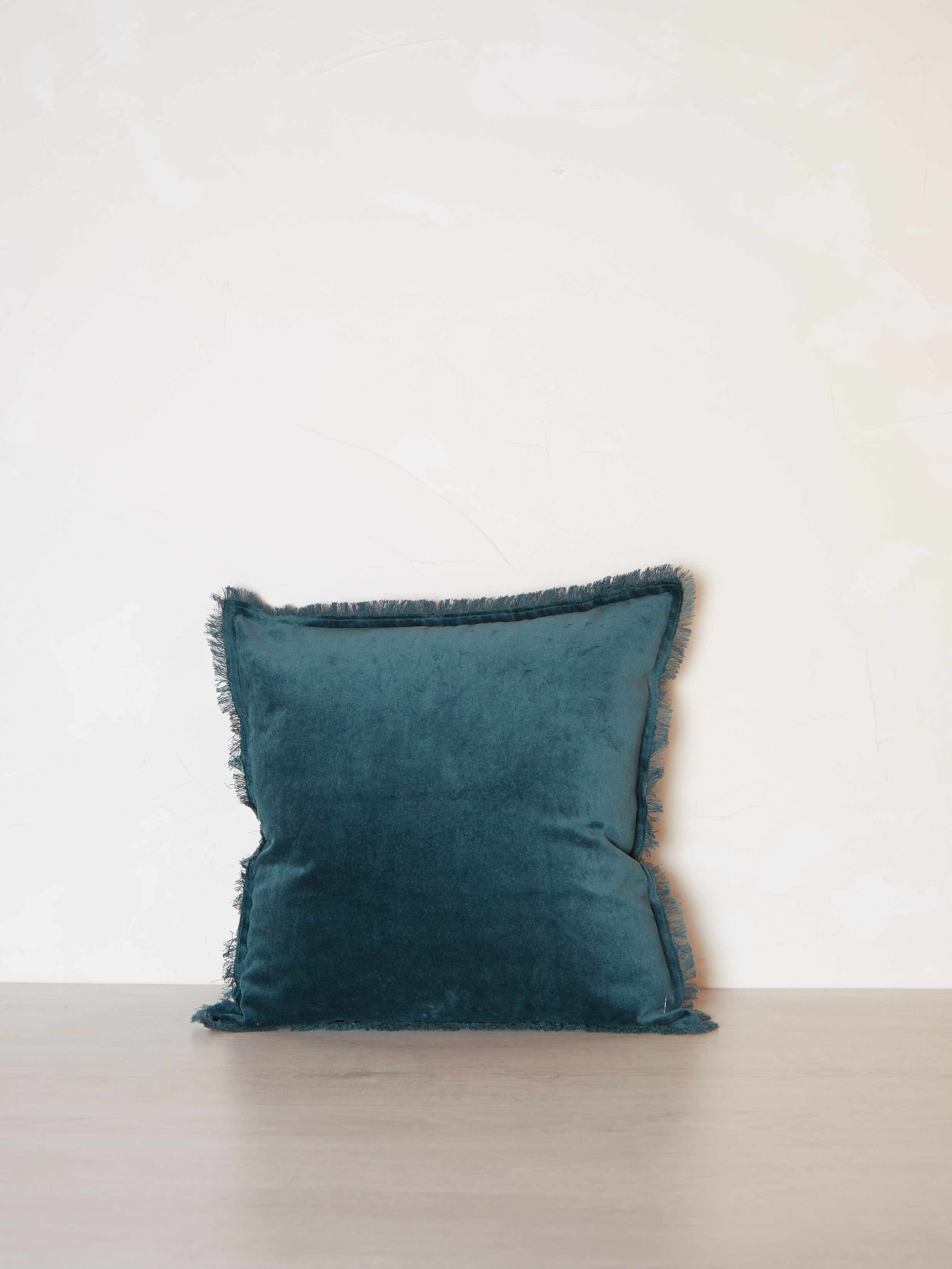 Fara Fringed Velvet Cushion - Corinth - 3 Sizes Available