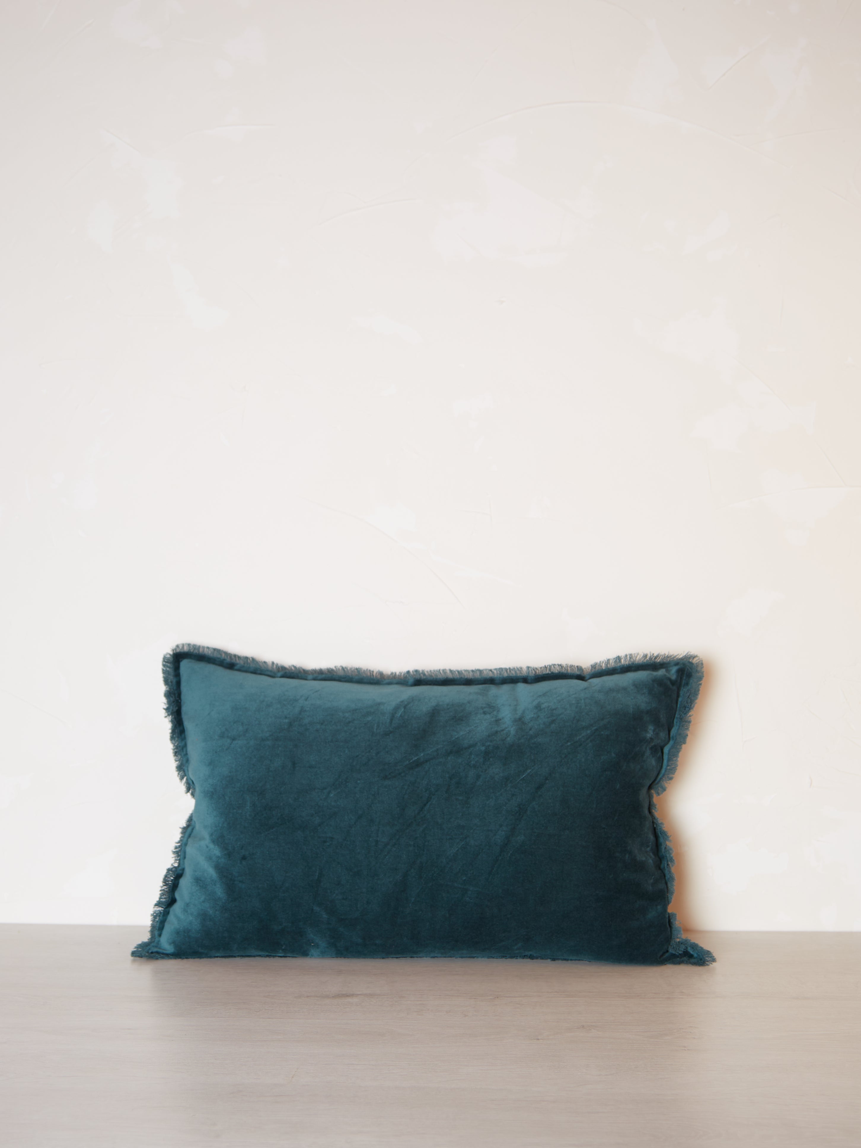Fara Fringed Velvet Cushion - Corinth - 3 Sizes Available