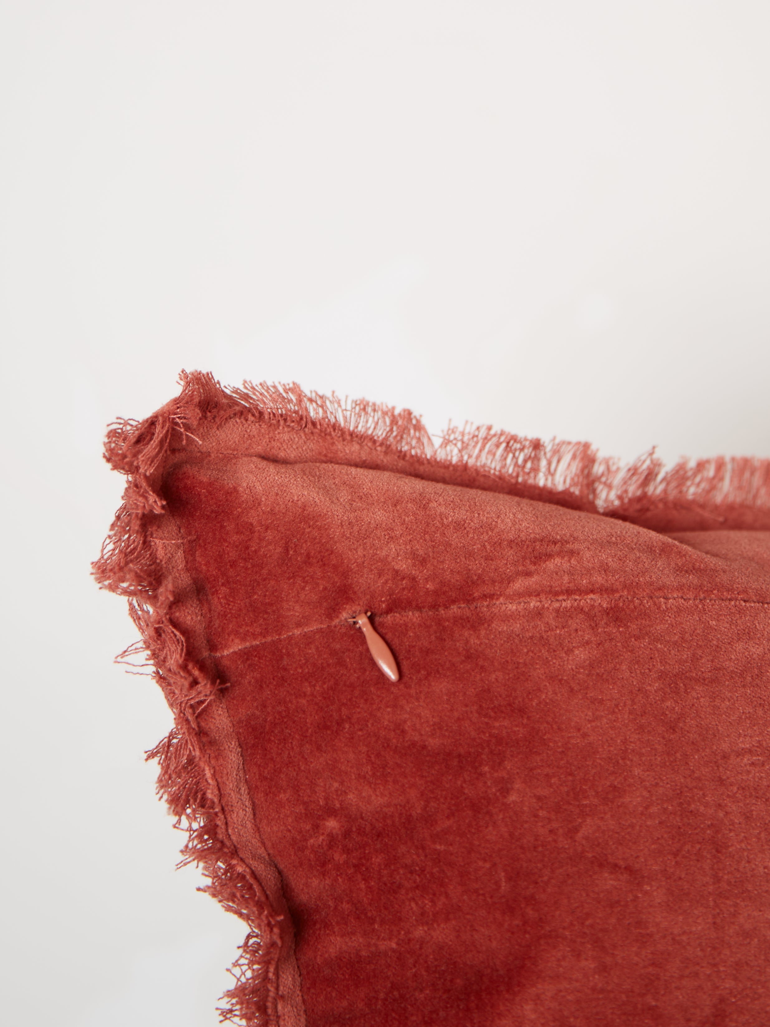 Fara Fringed Velvet Cushion - Sienne - 3 Sizes Avaliable