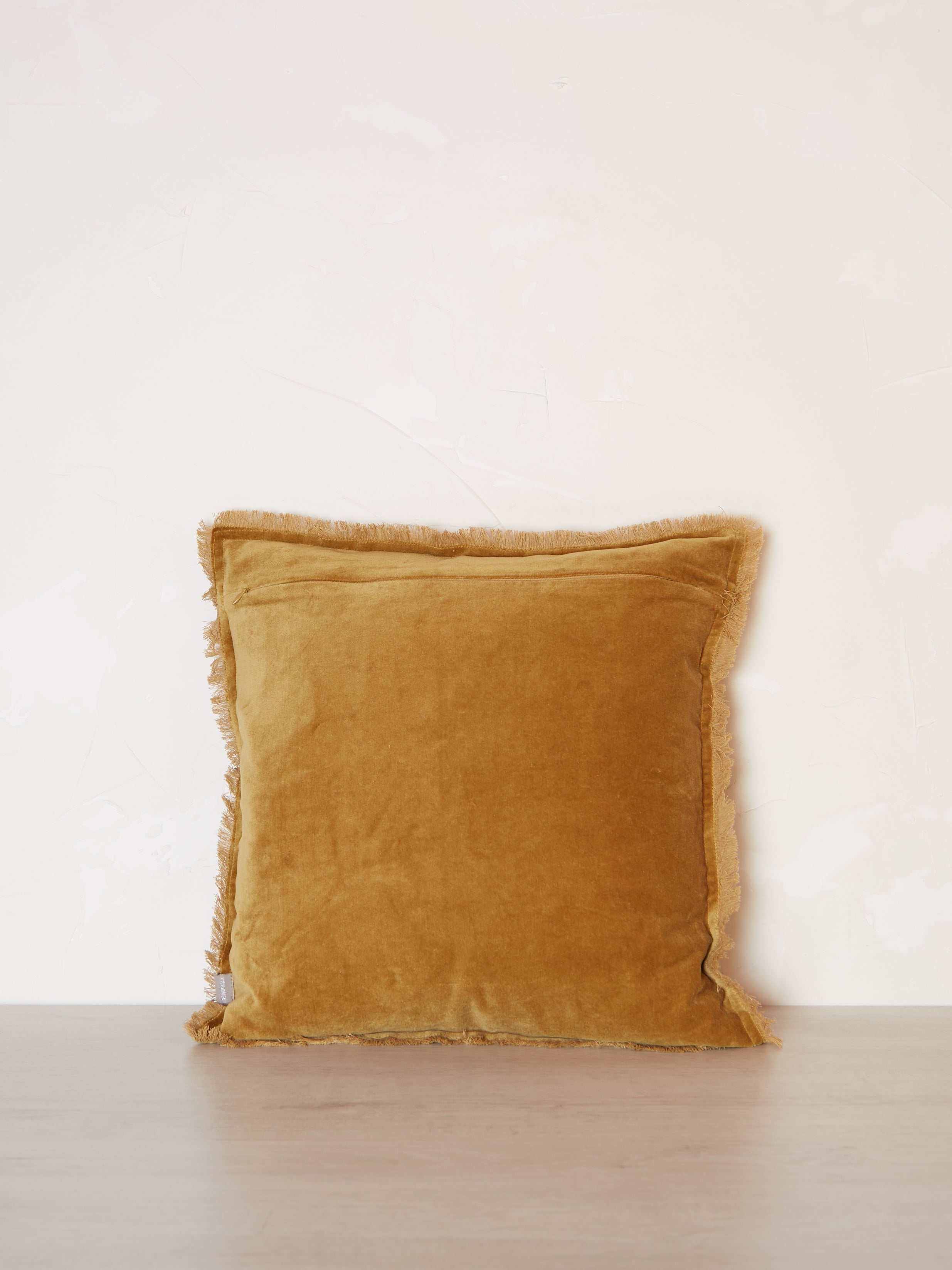 Fara Fringed Velvet Cushion - Saffron - 3 Sizes Available