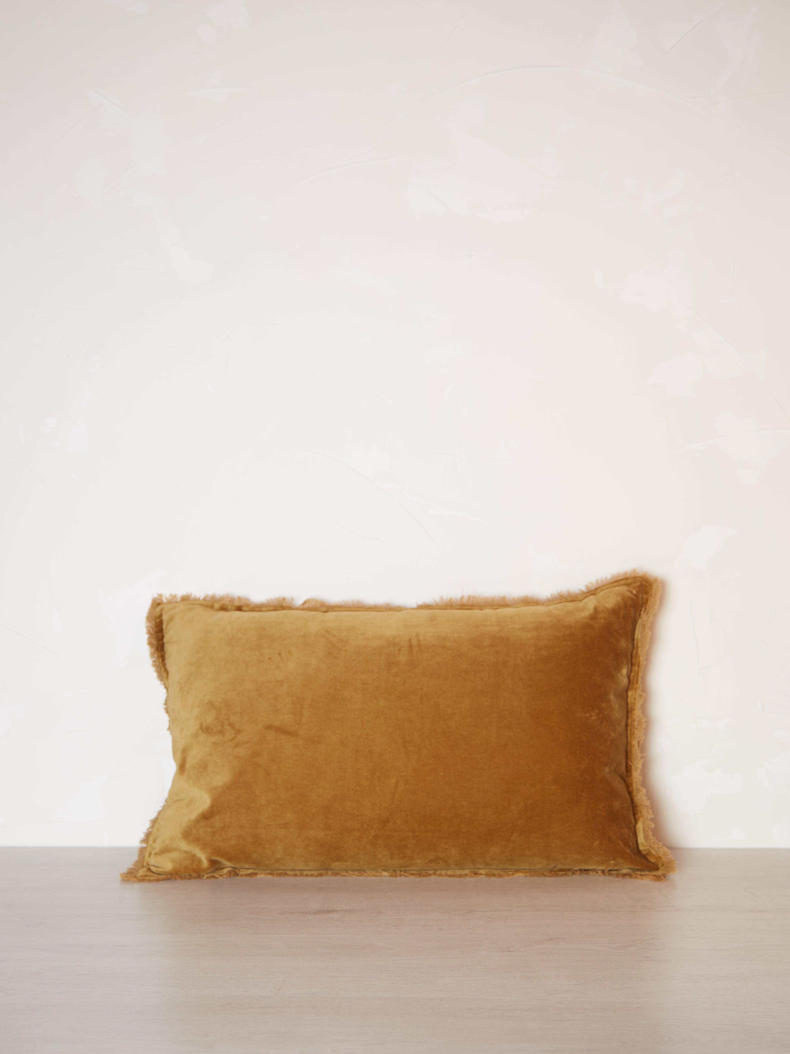 Fara Fringed Velvet Cushion - Saffron - 3 Sizes Available
