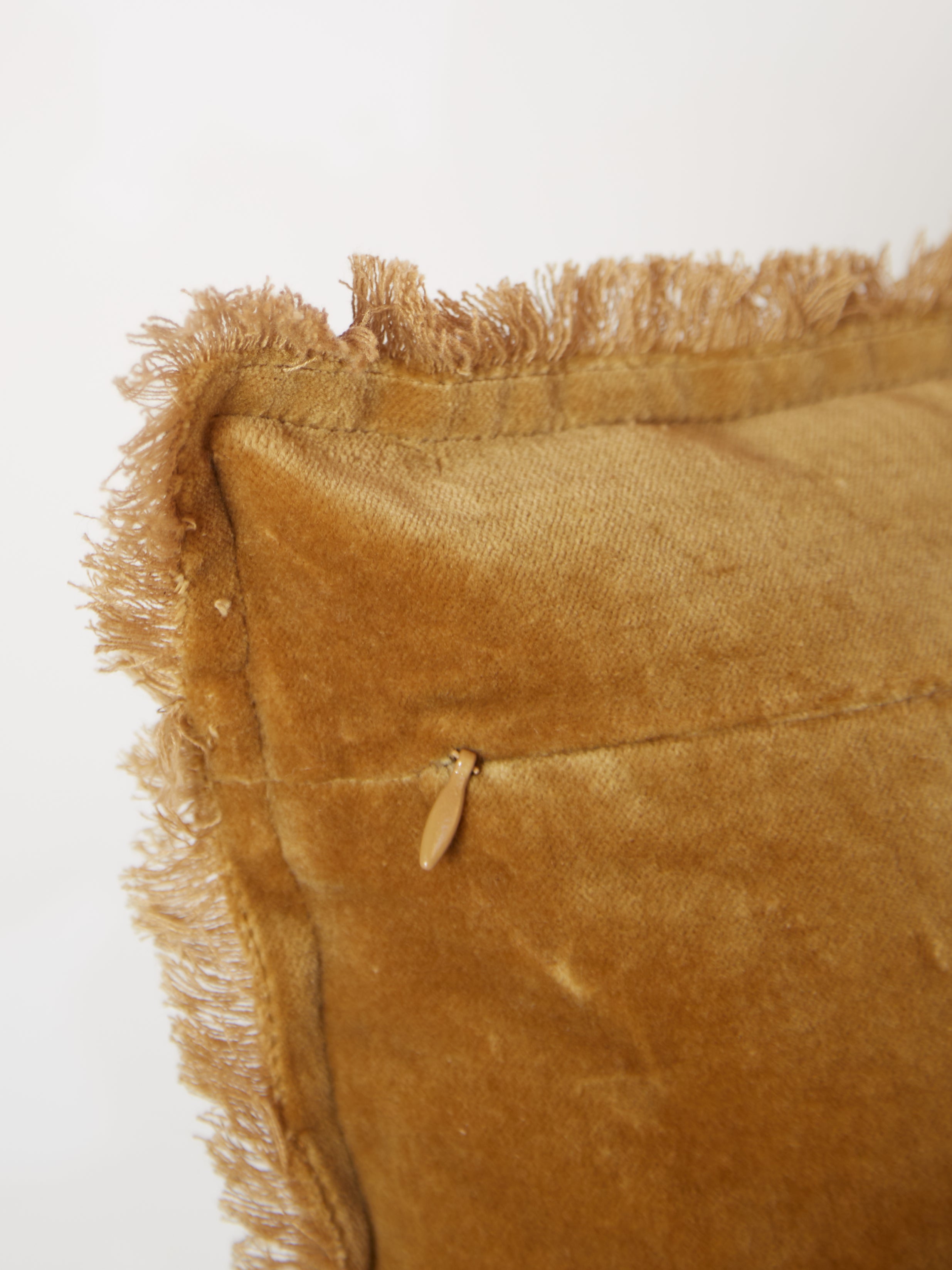 Fara Fringed Velvet Cushion - Saffron - 3 Sizes Available