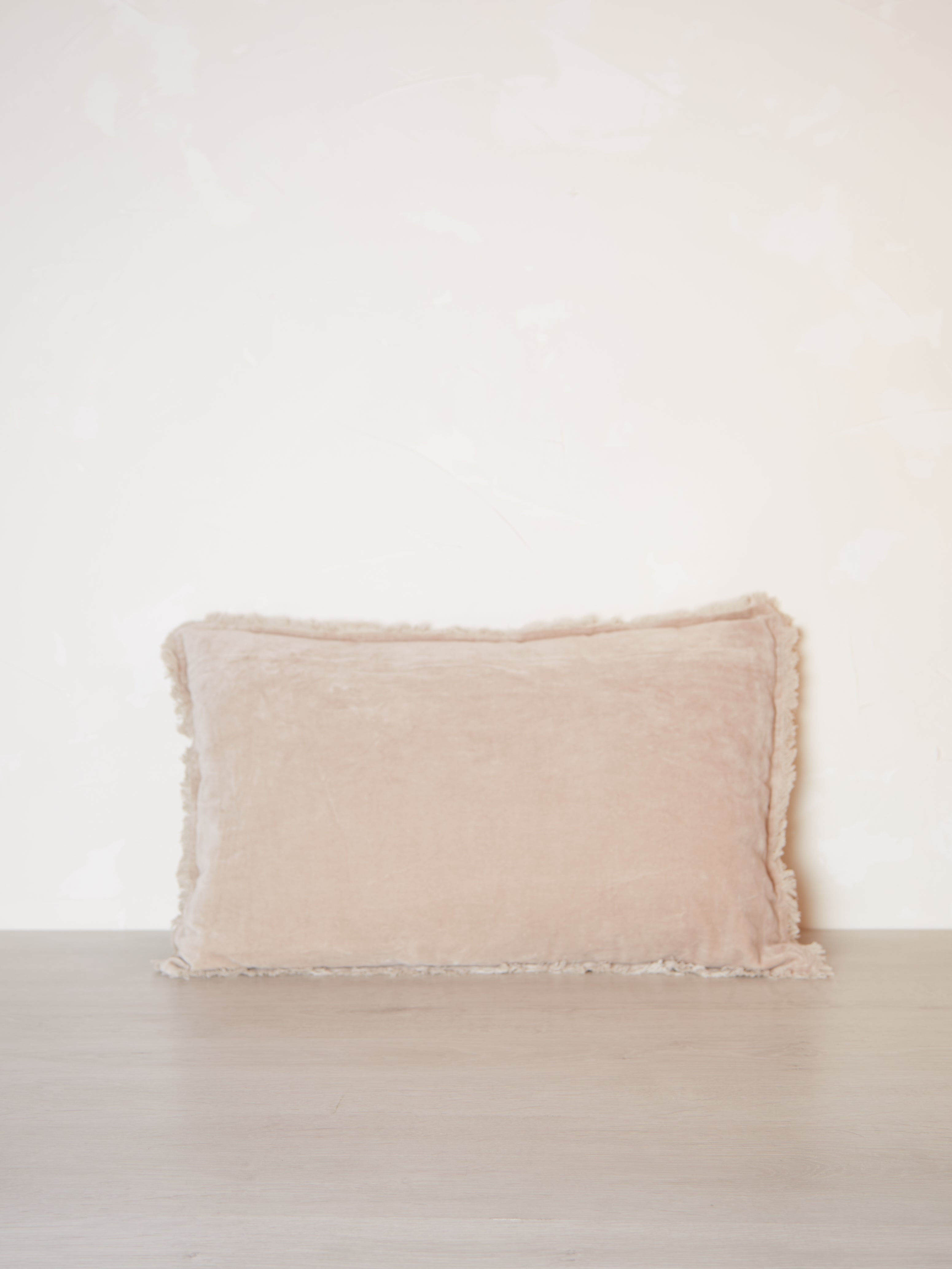 Fara Fringed Velvet Cushion - Latte - 3 Sizes Available