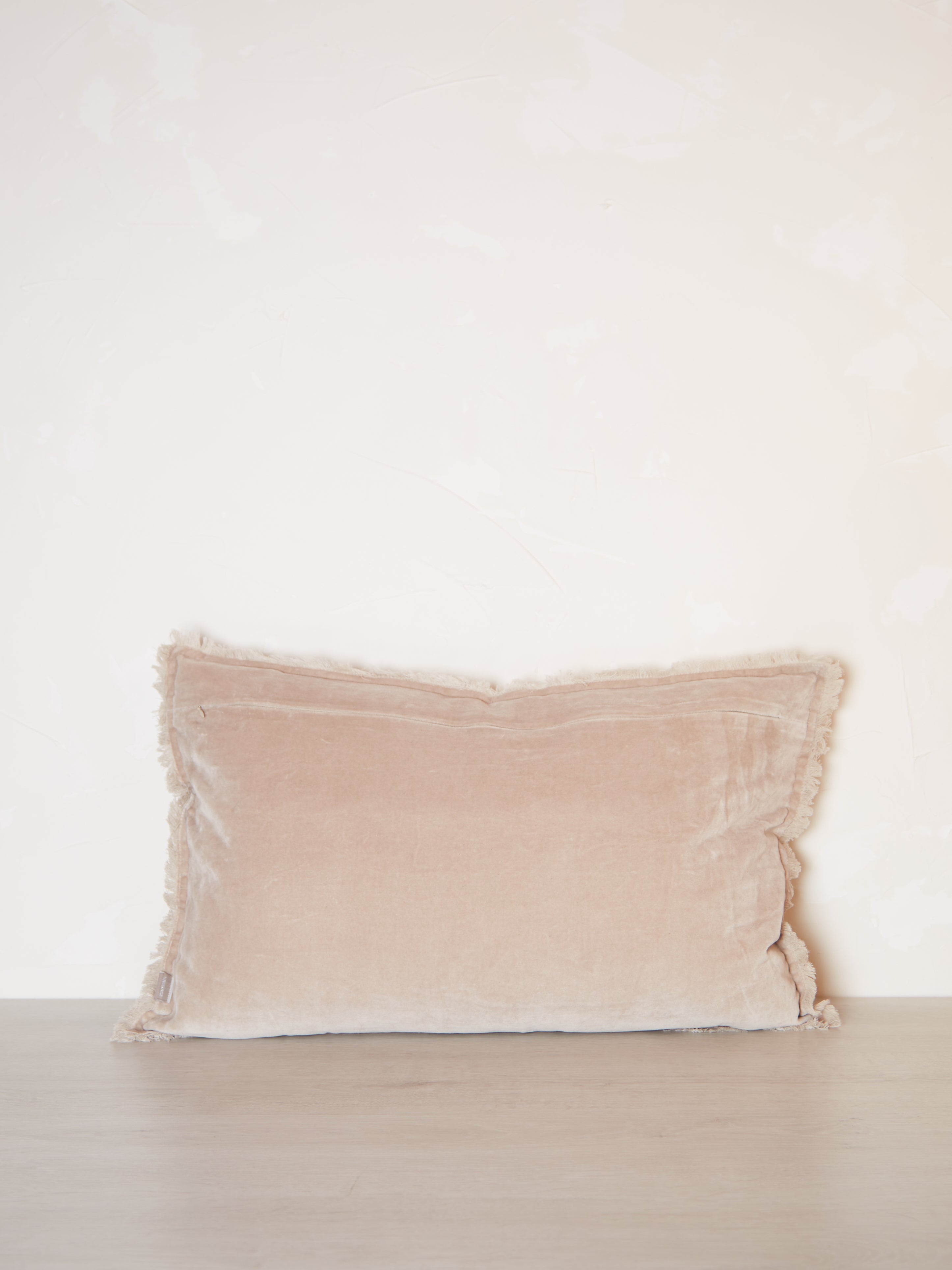 Fara Fringed Velvet Cushion - Latte - 3 Sizes Available