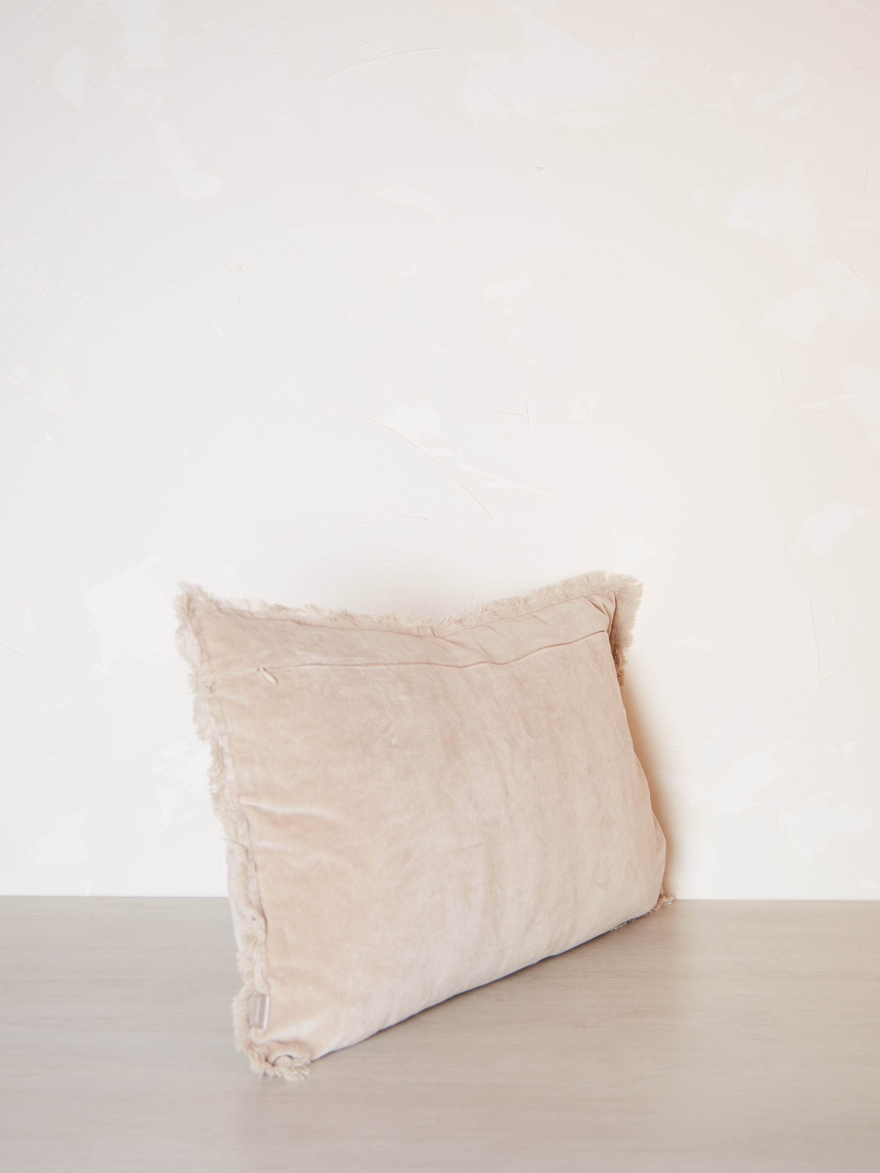 Fara Fringed Velvet Cushion - Latte - 3 Sizes Available