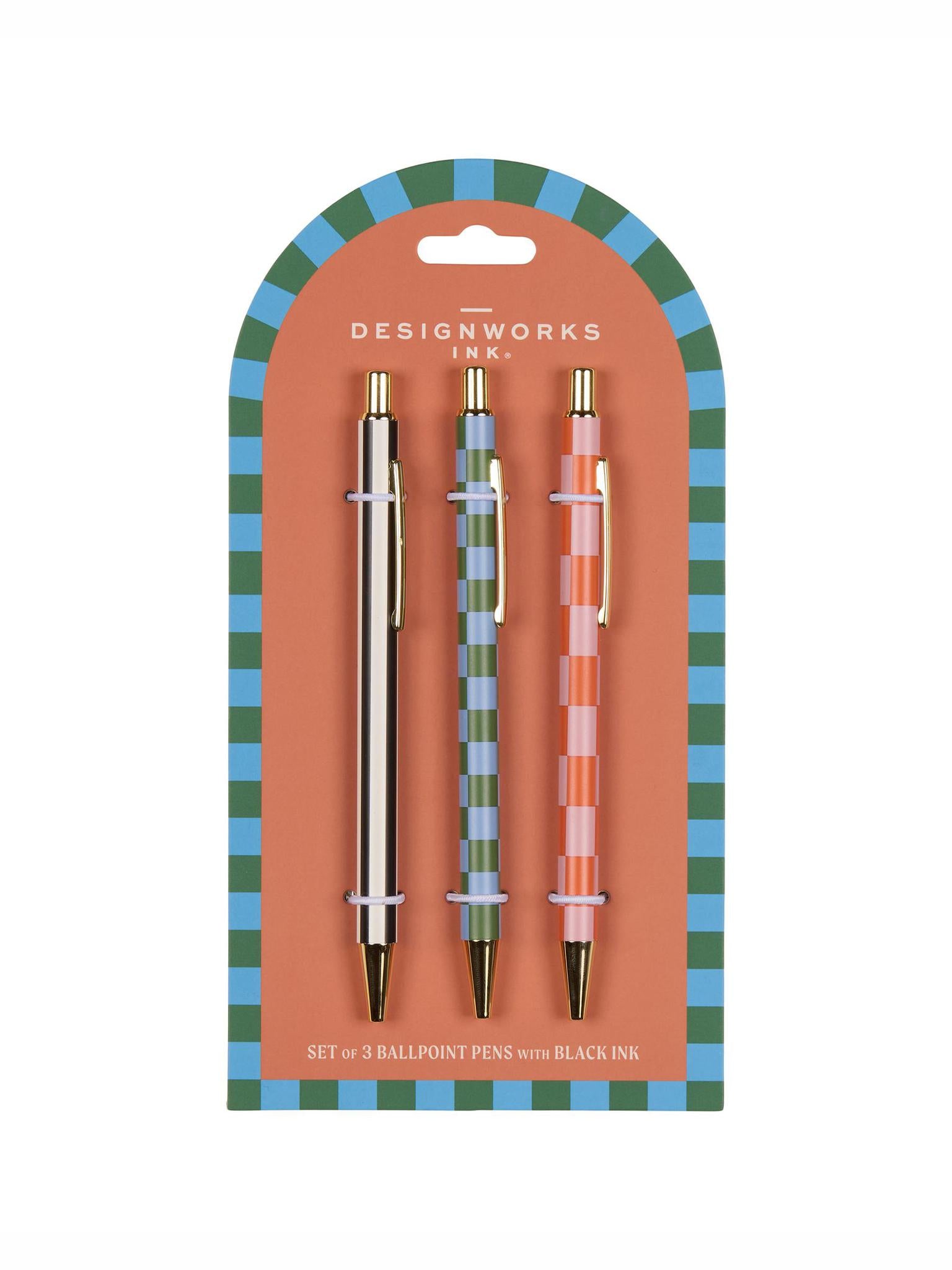 Adopo Set of 3 Pens - Stripes & Checks