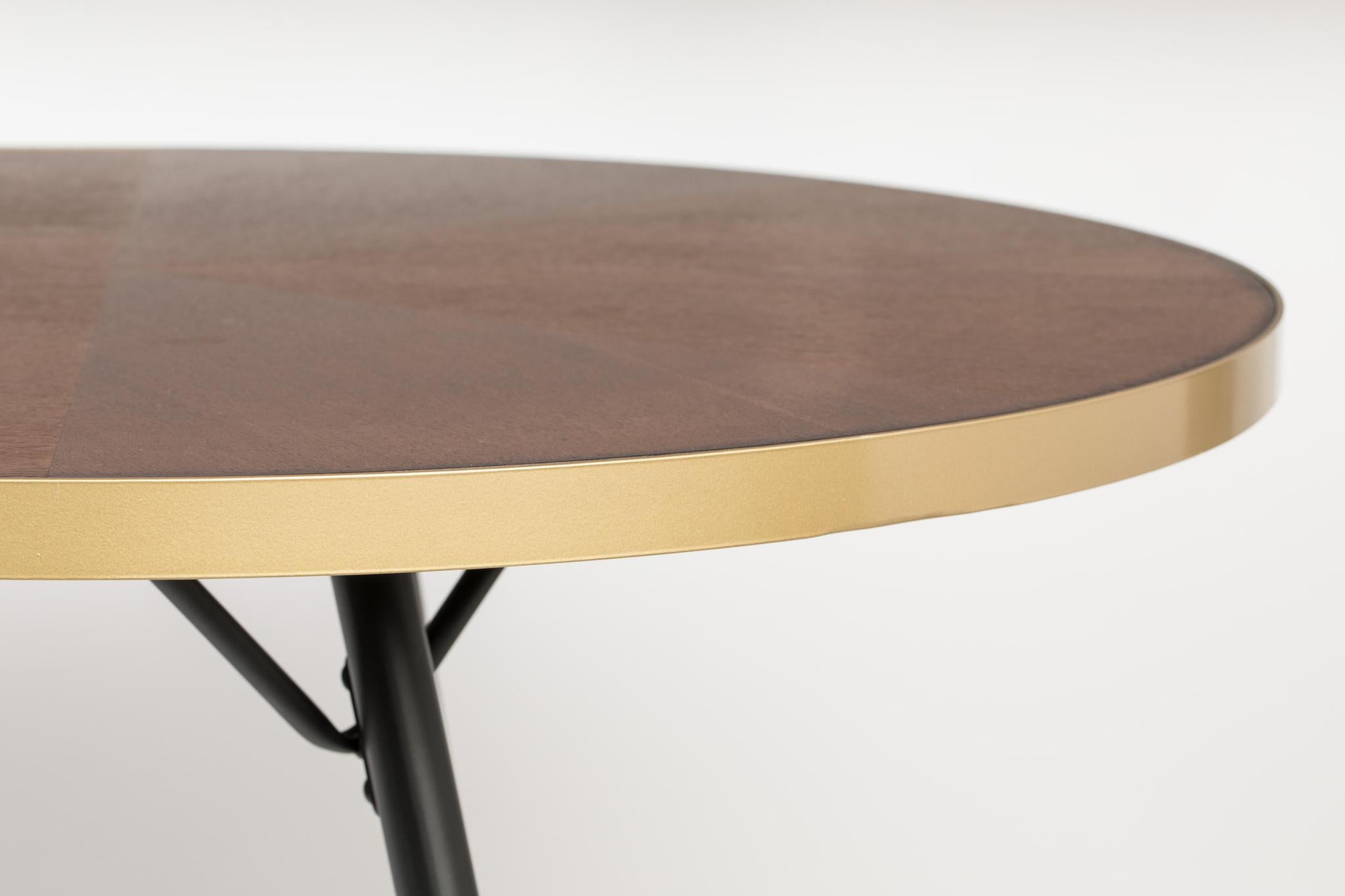 Darla Wooden Dining Table with Brass Edging