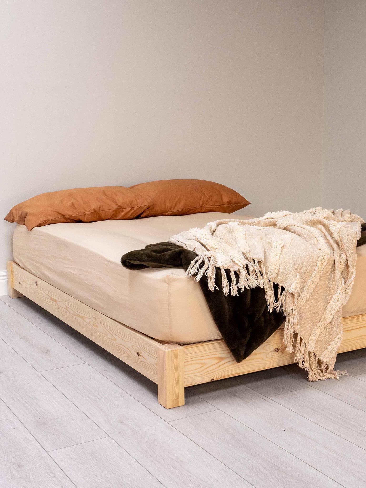 Model 08 - Handmade Low Wooden Bed, No Headboard