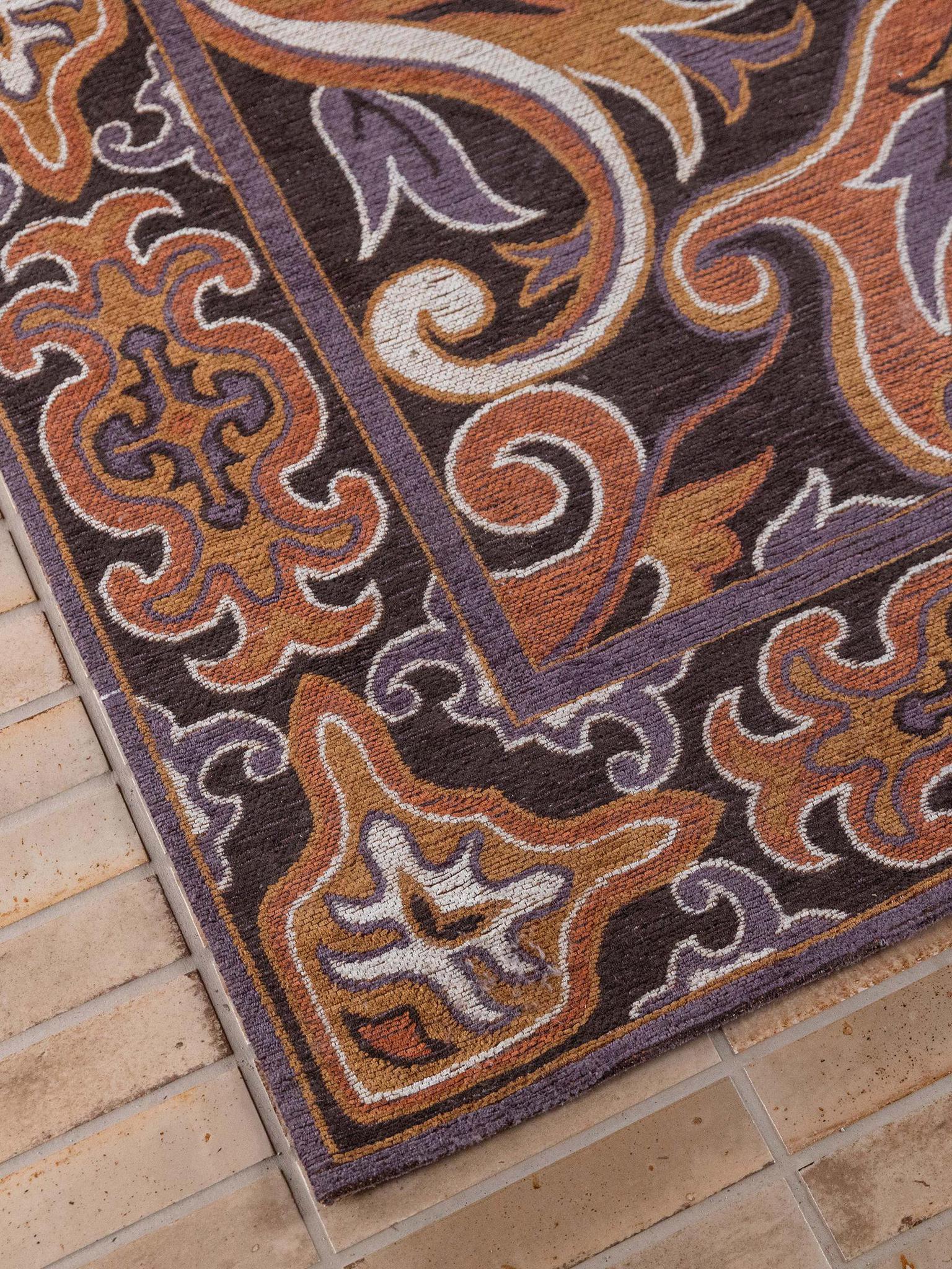 Bashmira Patterned Rug - Burnt orange, Deep Purple