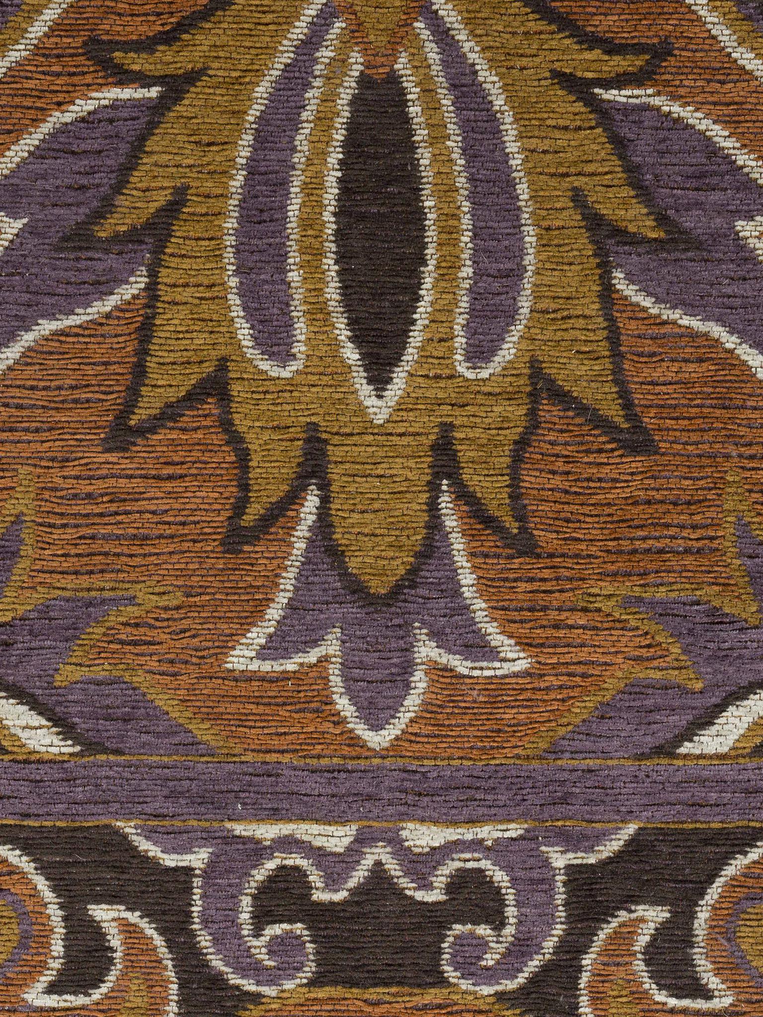 Bashmira Patterned Rug - Burnt orange, Deep Purple