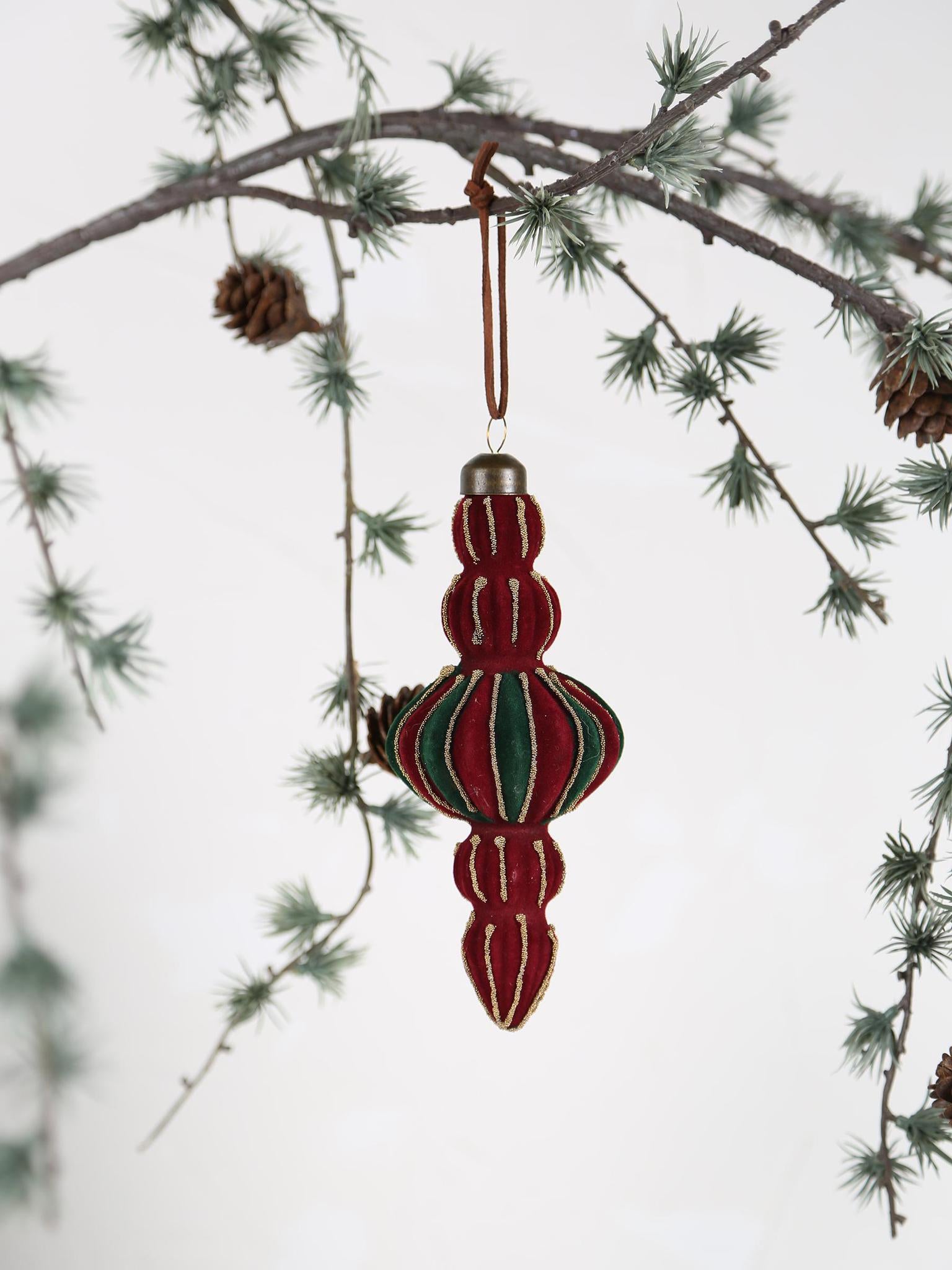 Youra Velvet Dark Green glass ornament