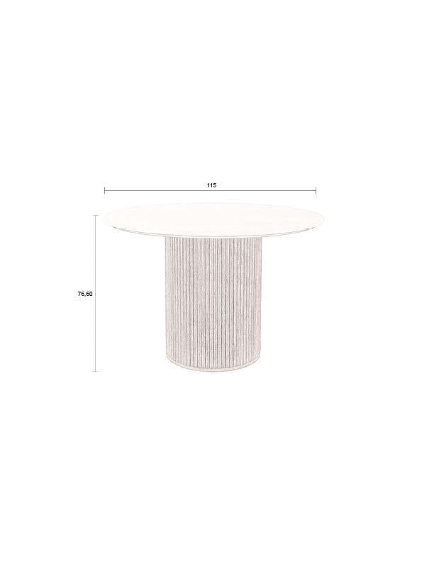 Arda Oak & Travertine Round Dining Table