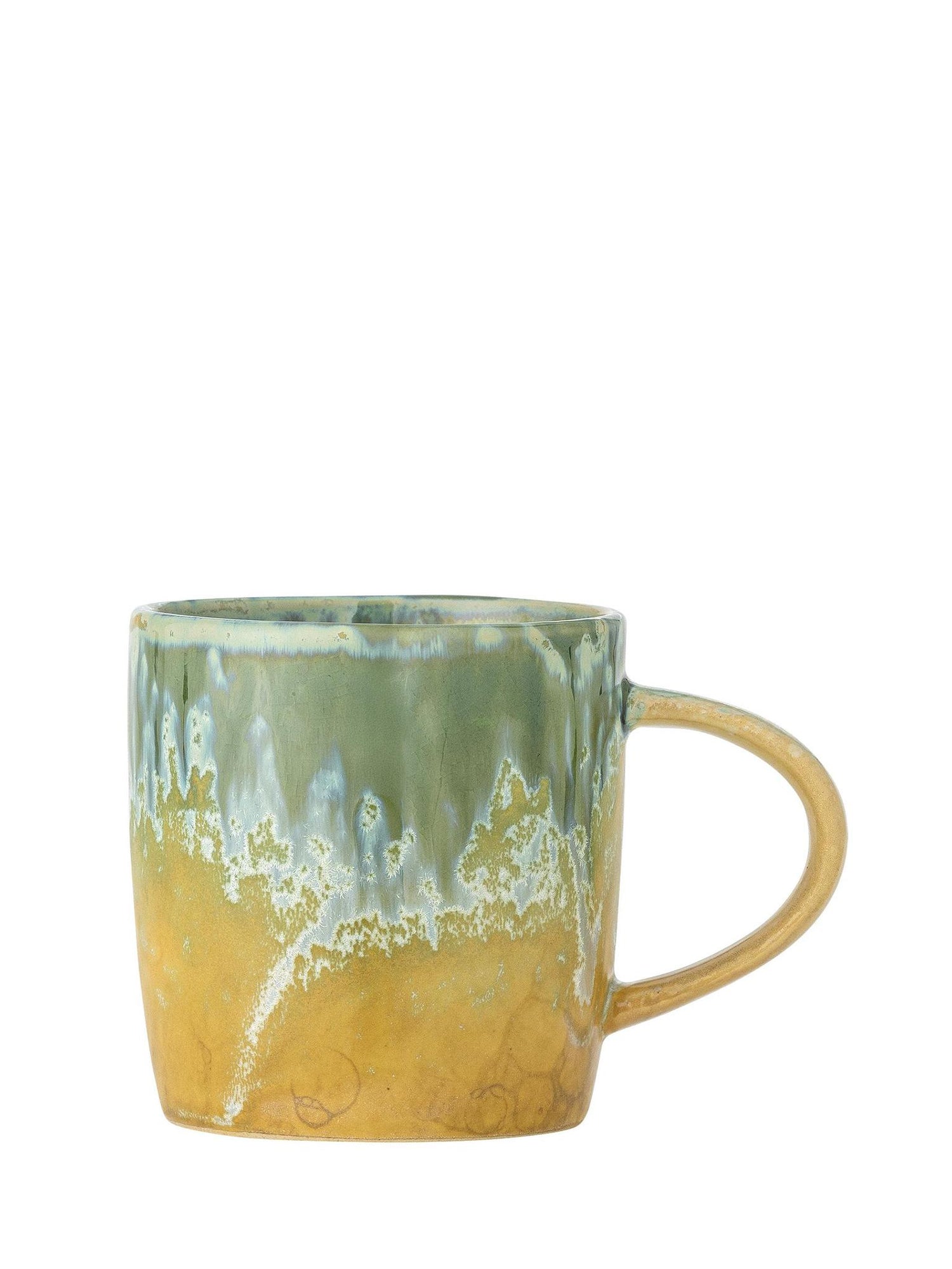Milani Mug - Green, Ochre Patterned - Stoneware