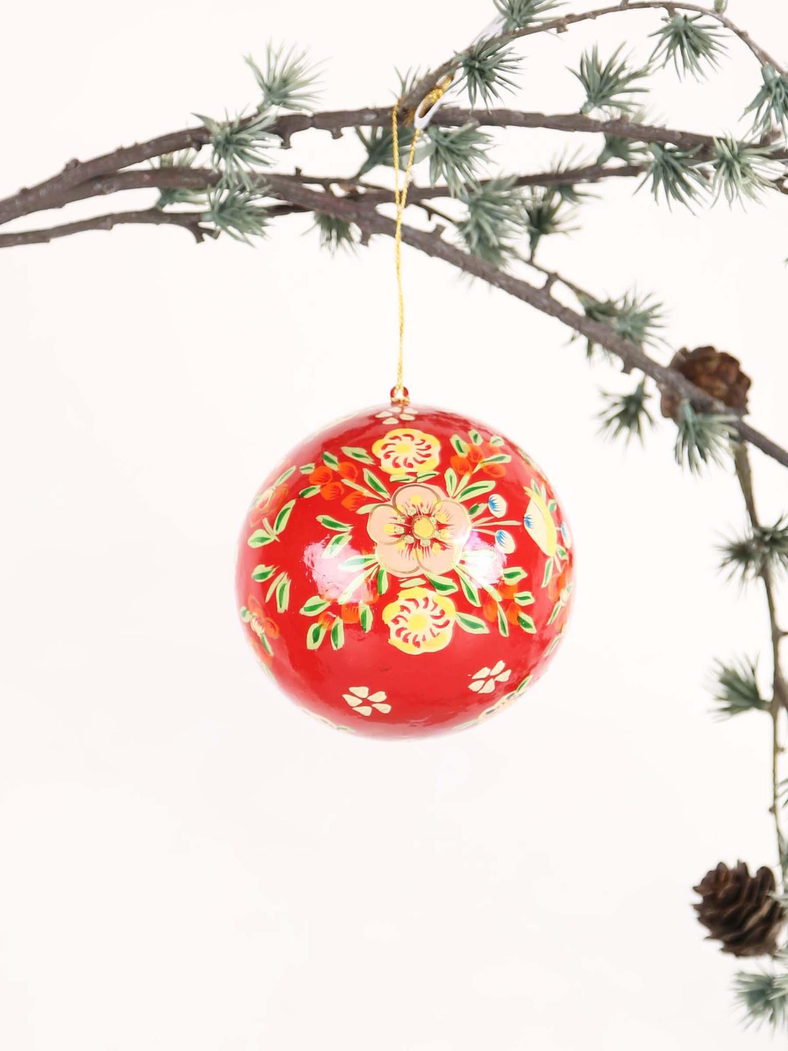 Handmade paper mache christmas ball