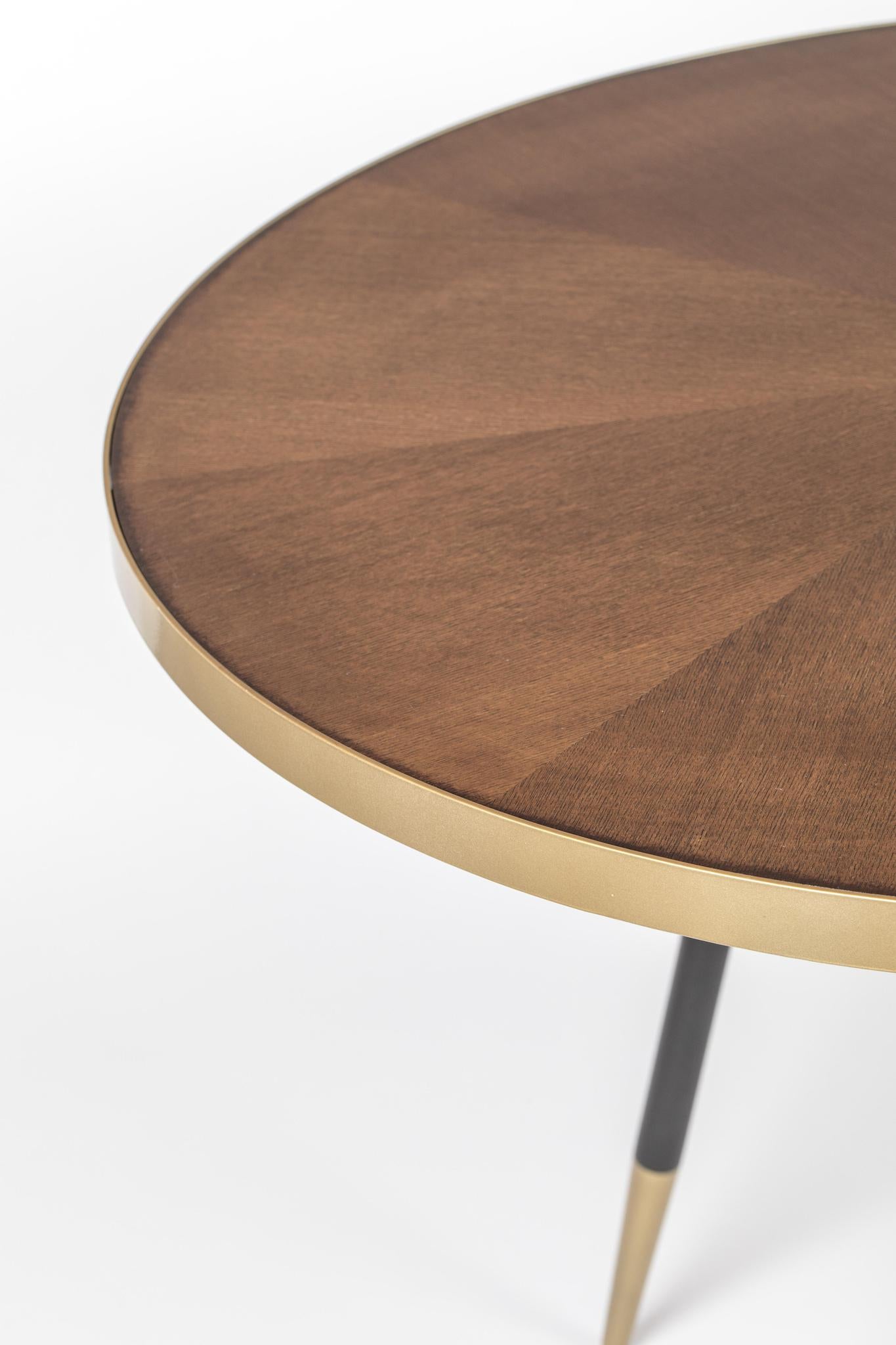 Darla Wooden Dining Table with Brass Edging