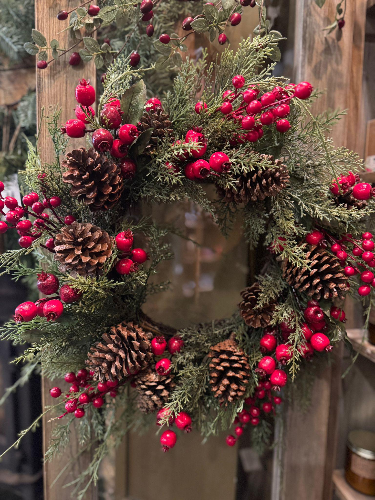 Pomegranate Pine Cone Wreath