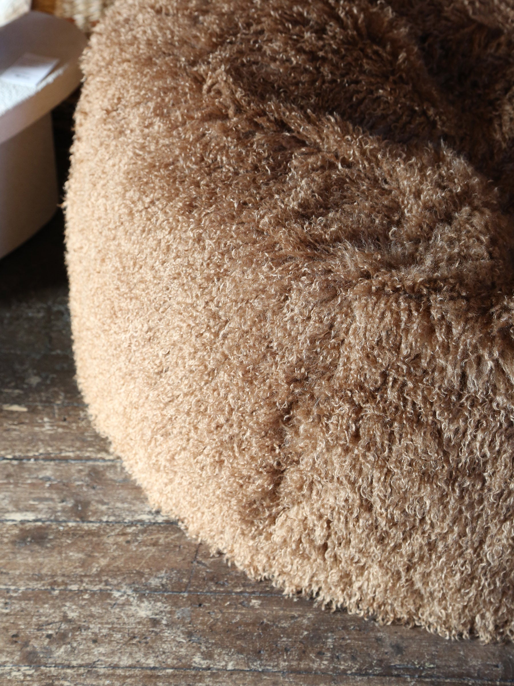 Aburn Faux Fur Beanbag - Caramel - 130x130CM