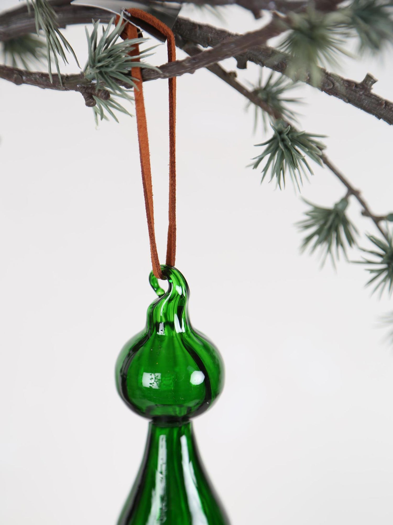 Larron Green glass cone Drop Ornament