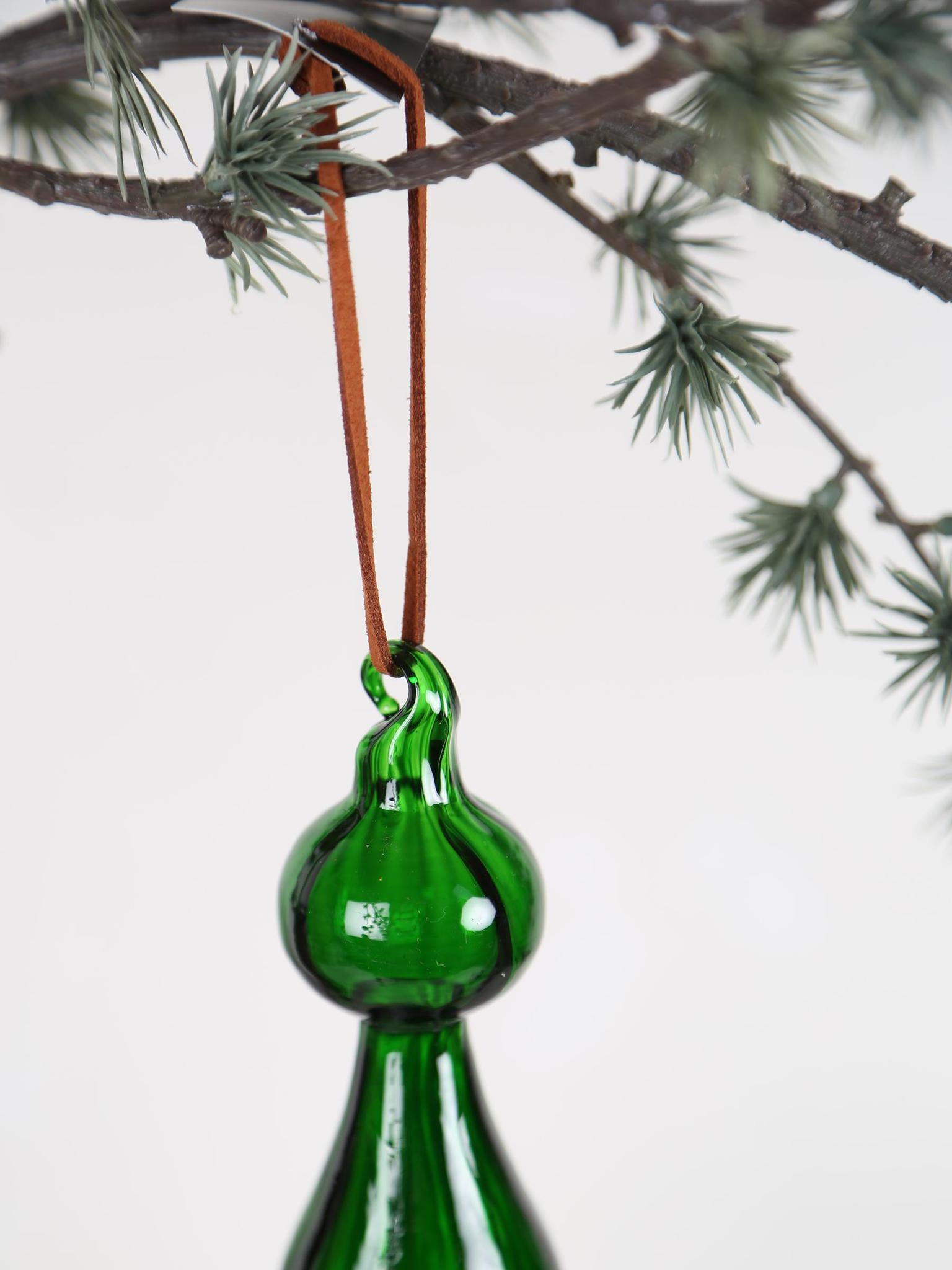 Larron Green glass cone Drop Ornament