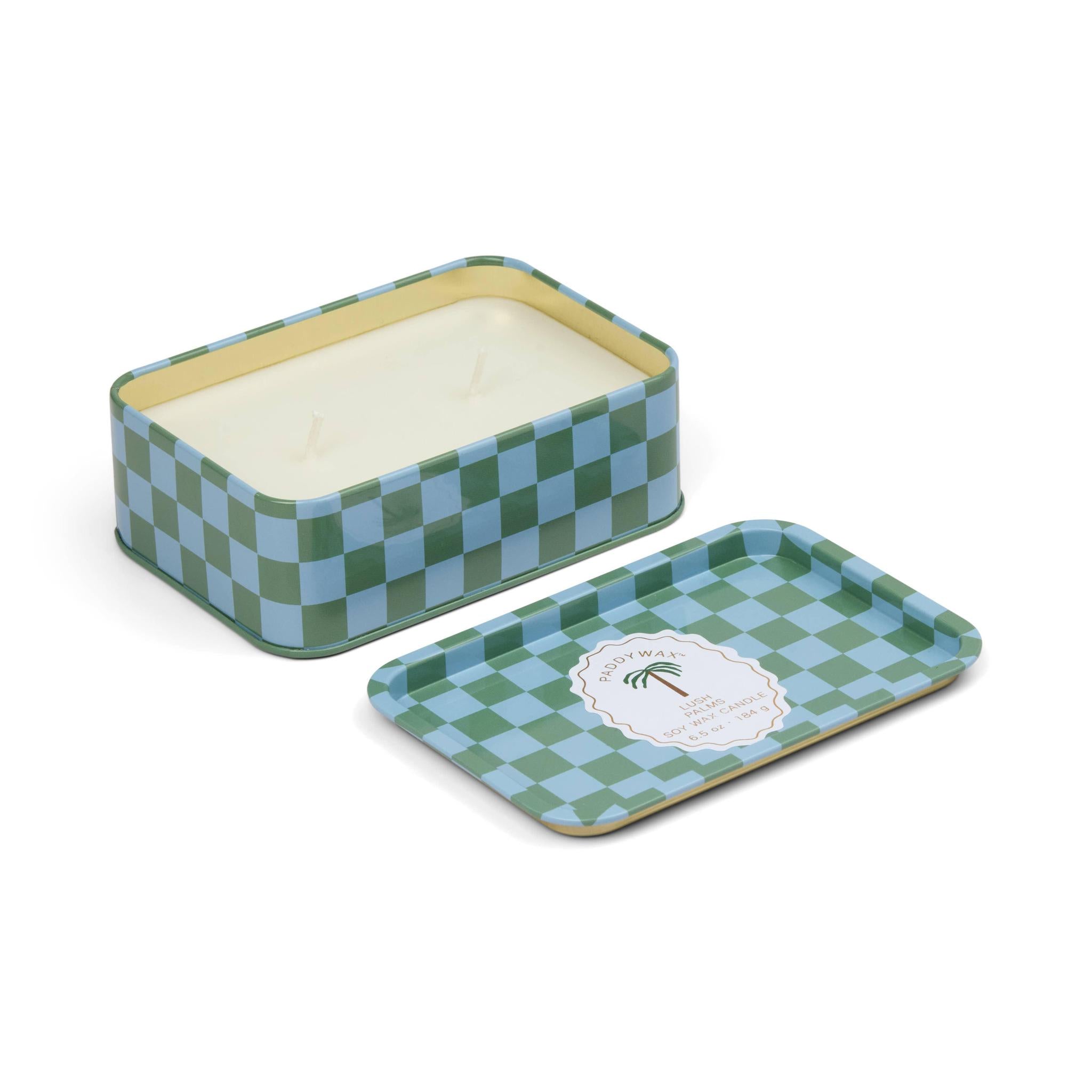 Adopo Palm Printed Tin Candle - Lush Palms
