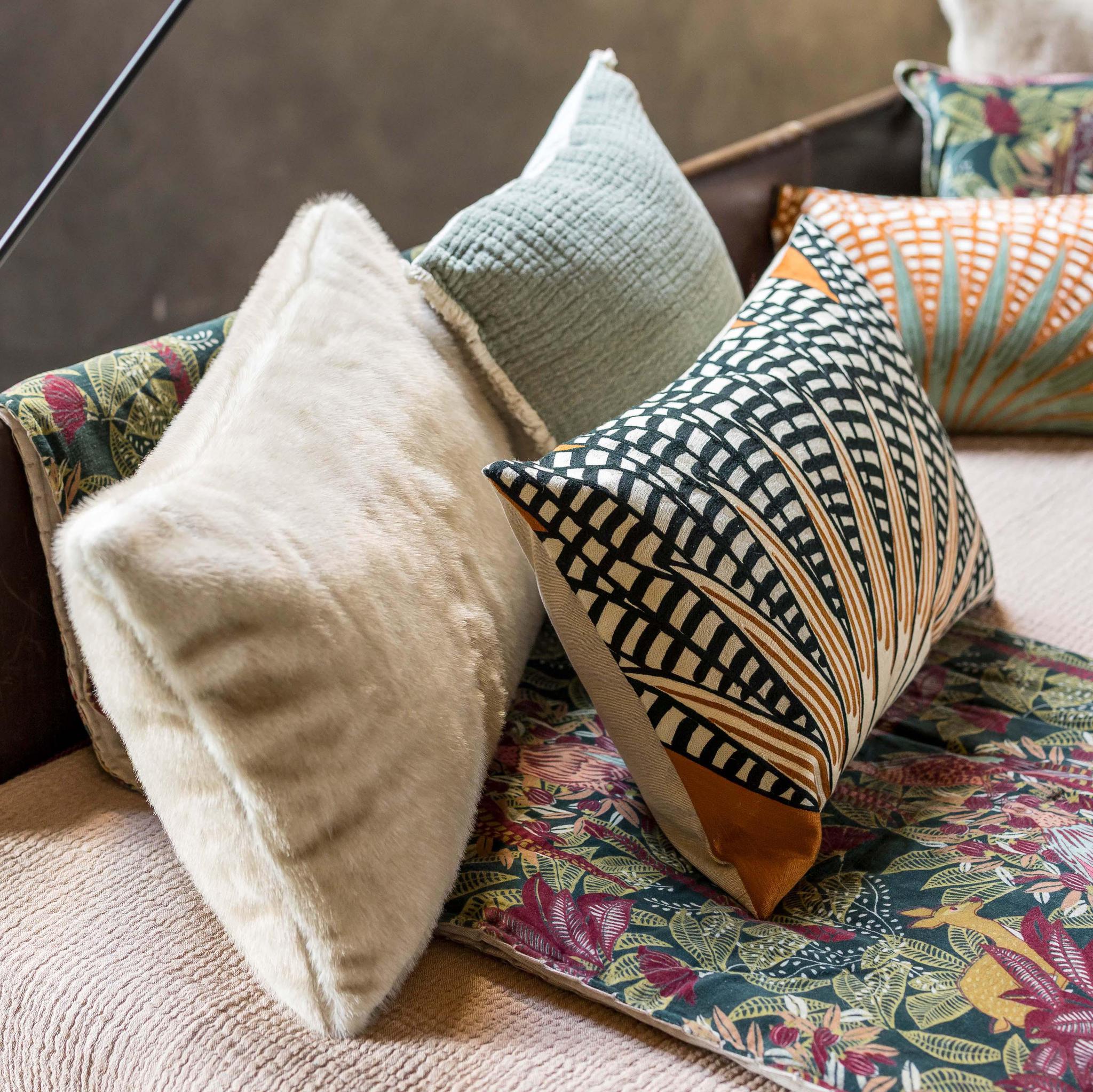 Embroidered Patterned Cushion - Ewan - 3 Colours Available