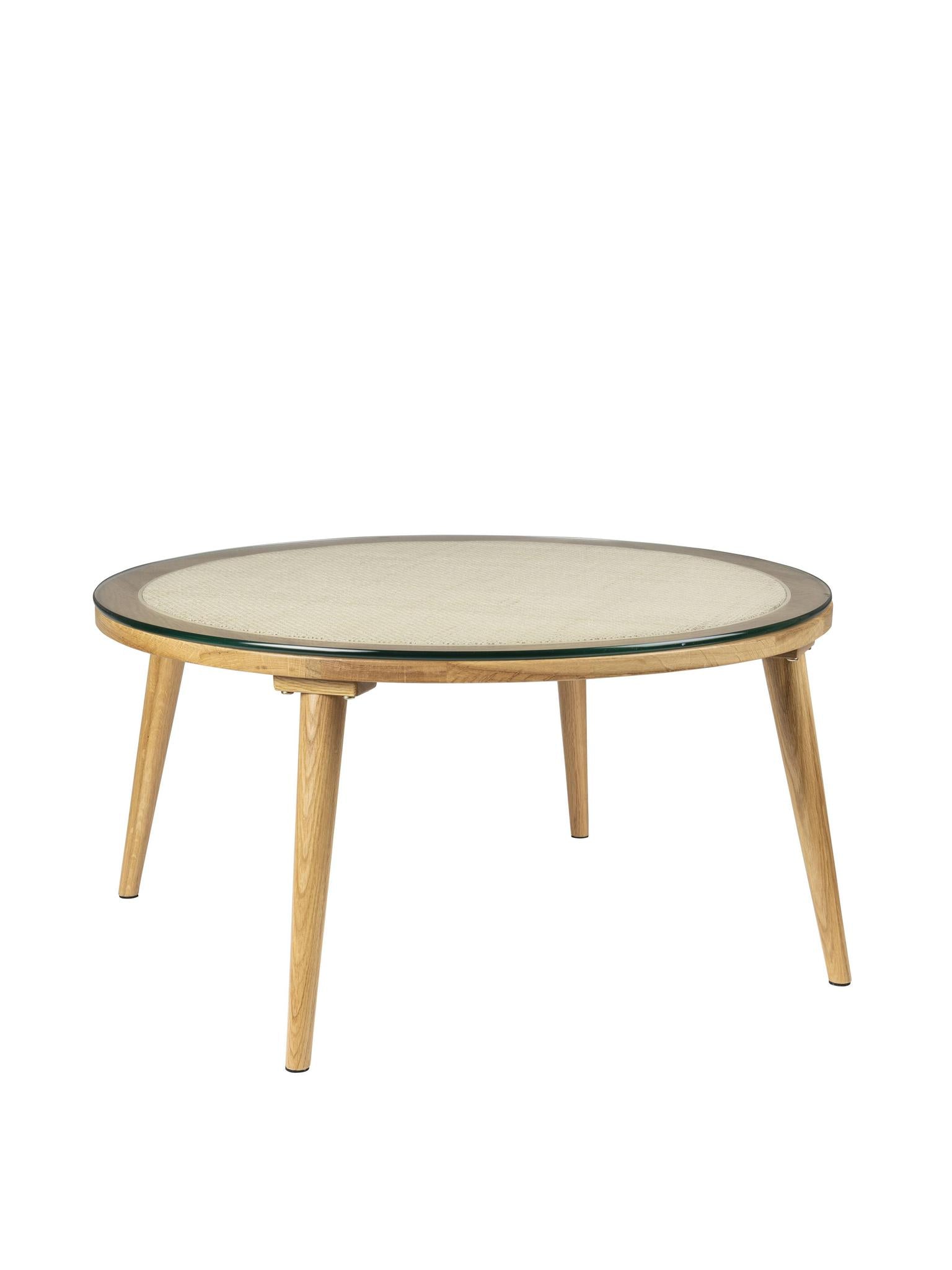 Haru Cane, Oak Wood & Glass Coffee Table - 2 Sizes Available
