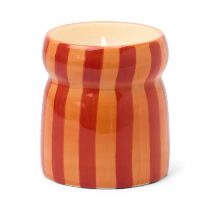 Cabana Striped Ceramic Candle - Spiced Apple - Red, Orange
