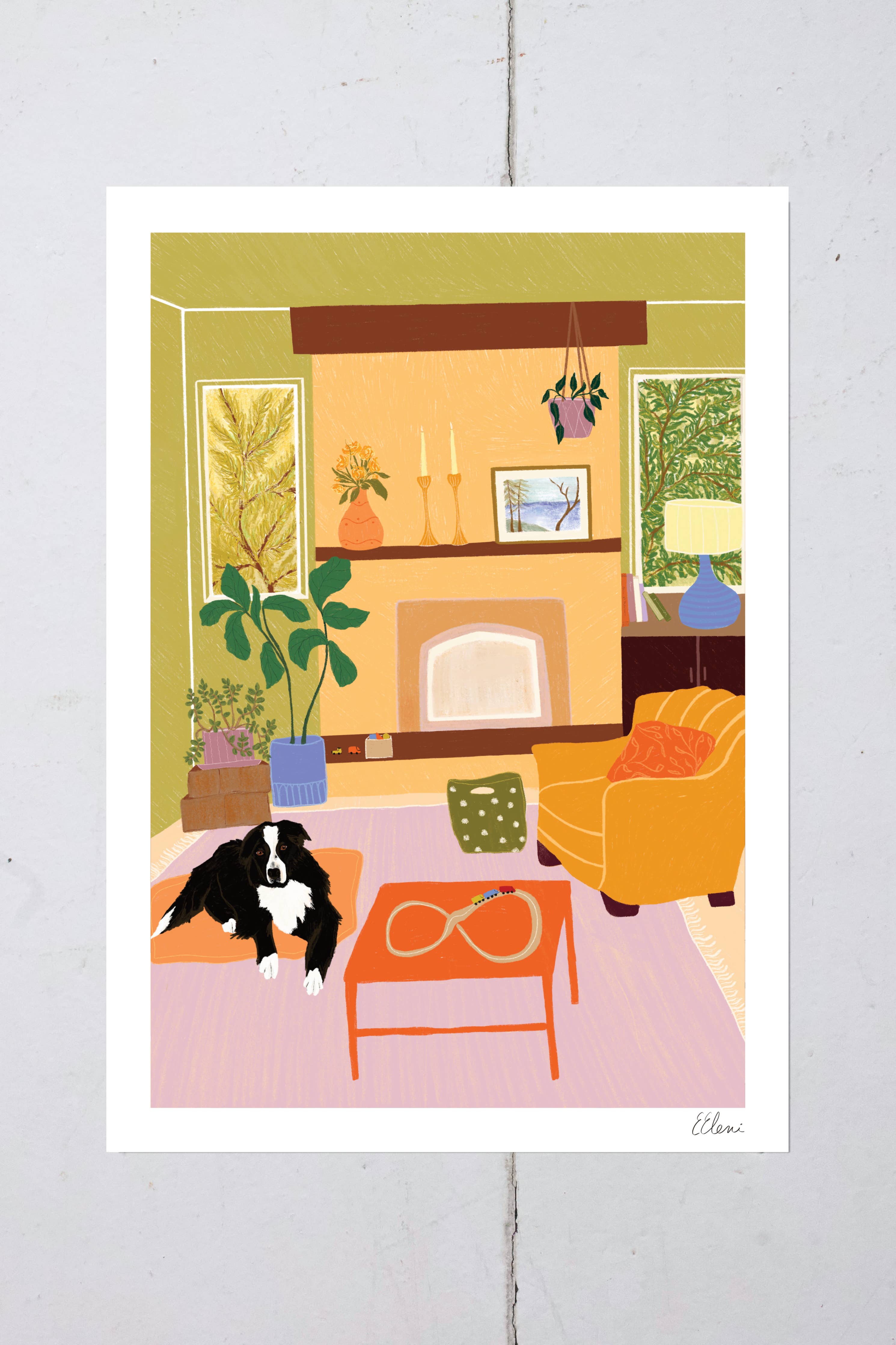 Woodland Home Art Print | Dog Lovers Wall Art