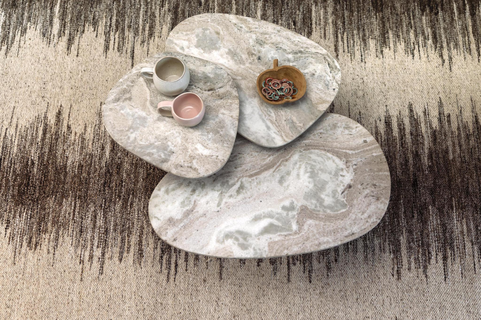 Suki Set of 3 Marble & Mango Wood Side Tables