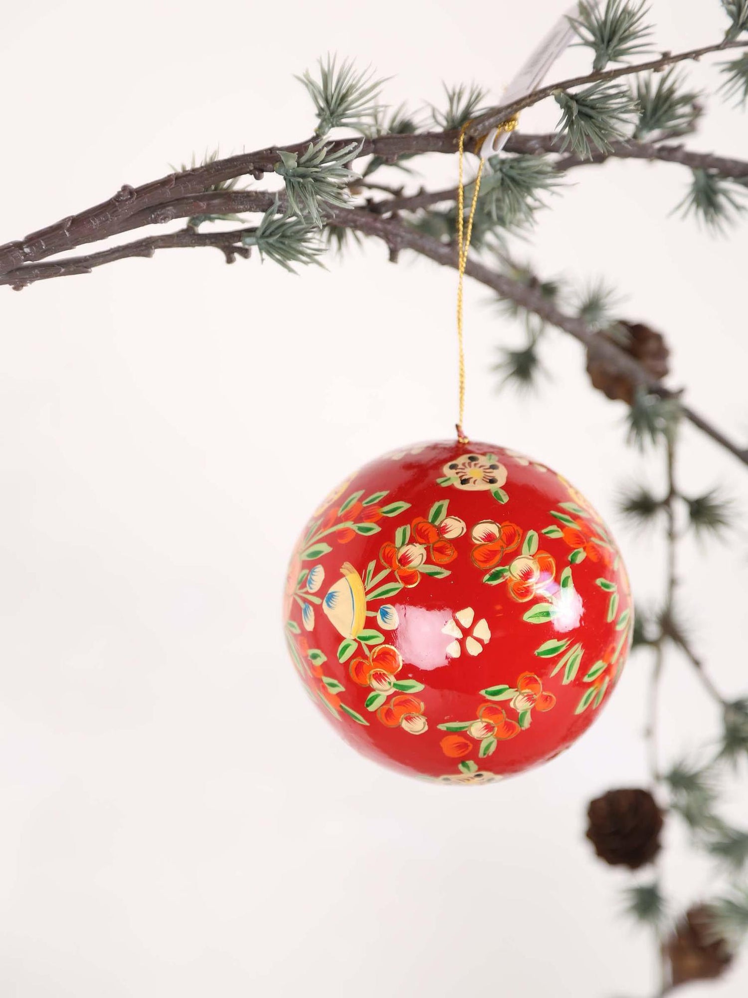 Handmade paper mache christmas ball