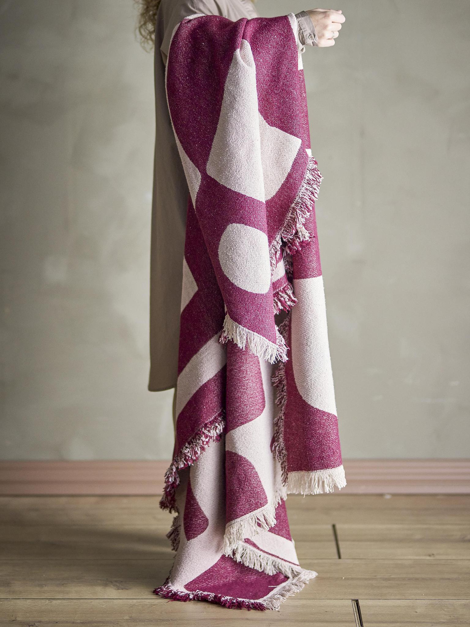 Olica Throw - Burgundy, Purple, Red - Recycled Cotton