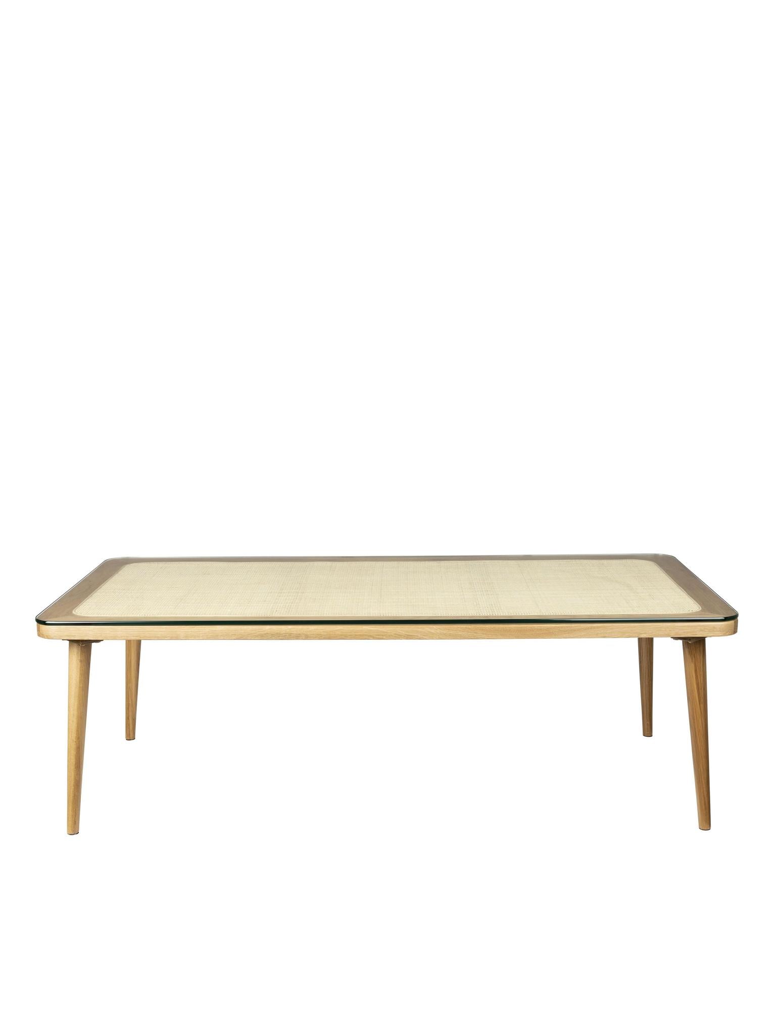 Haru Cane, Oak Wood & Glass Coffee Table - 2 Sizes Available