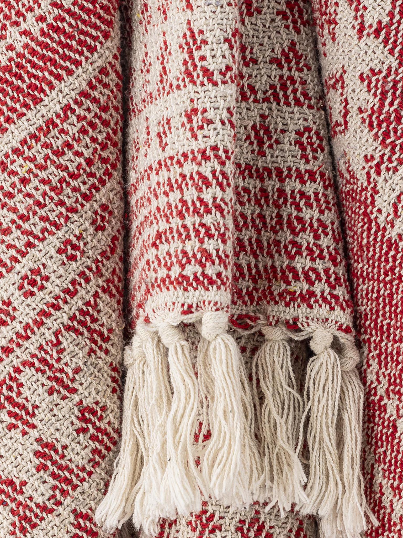 Oia Recycled Cotton Throw - Patterned Red
