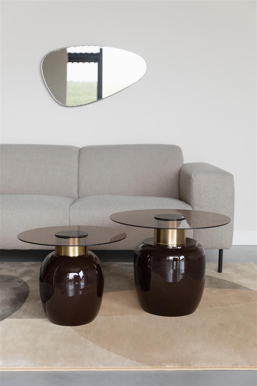 Mohra Enamel & Smoked Glass Side Table - 2 Sizes Available