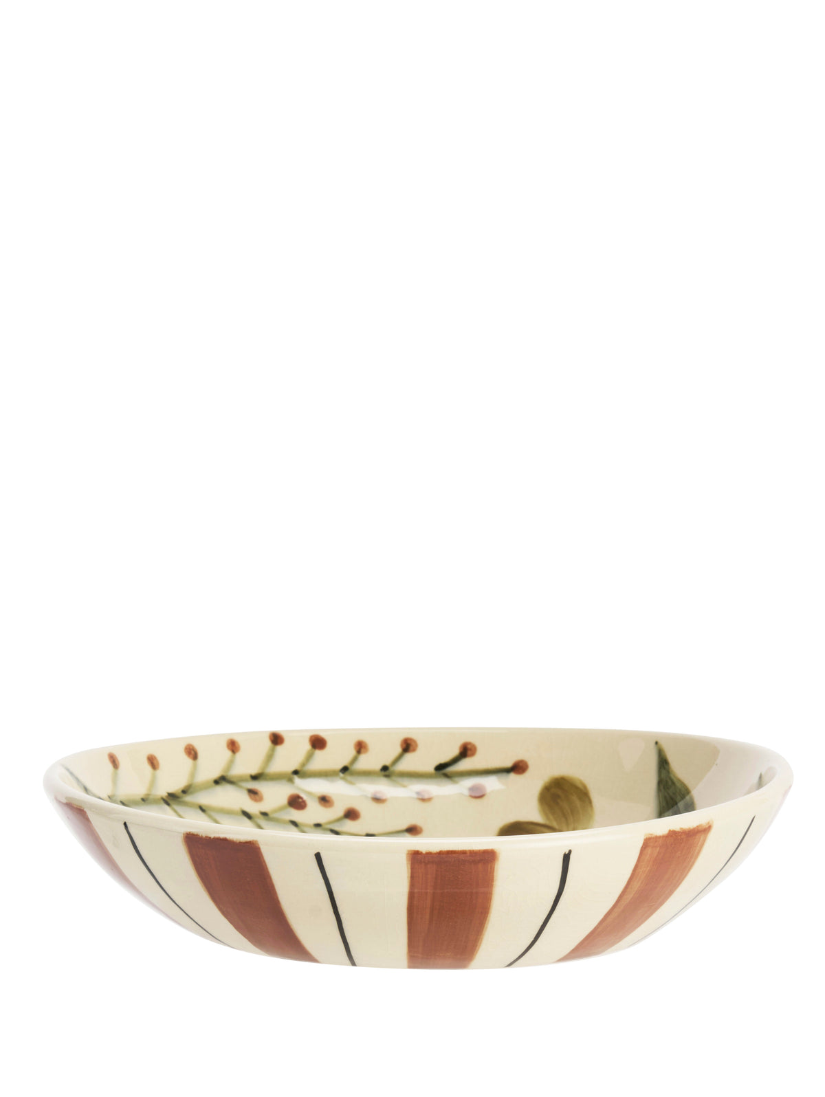 Hand Painted Stoneware Tray - Floral Accents