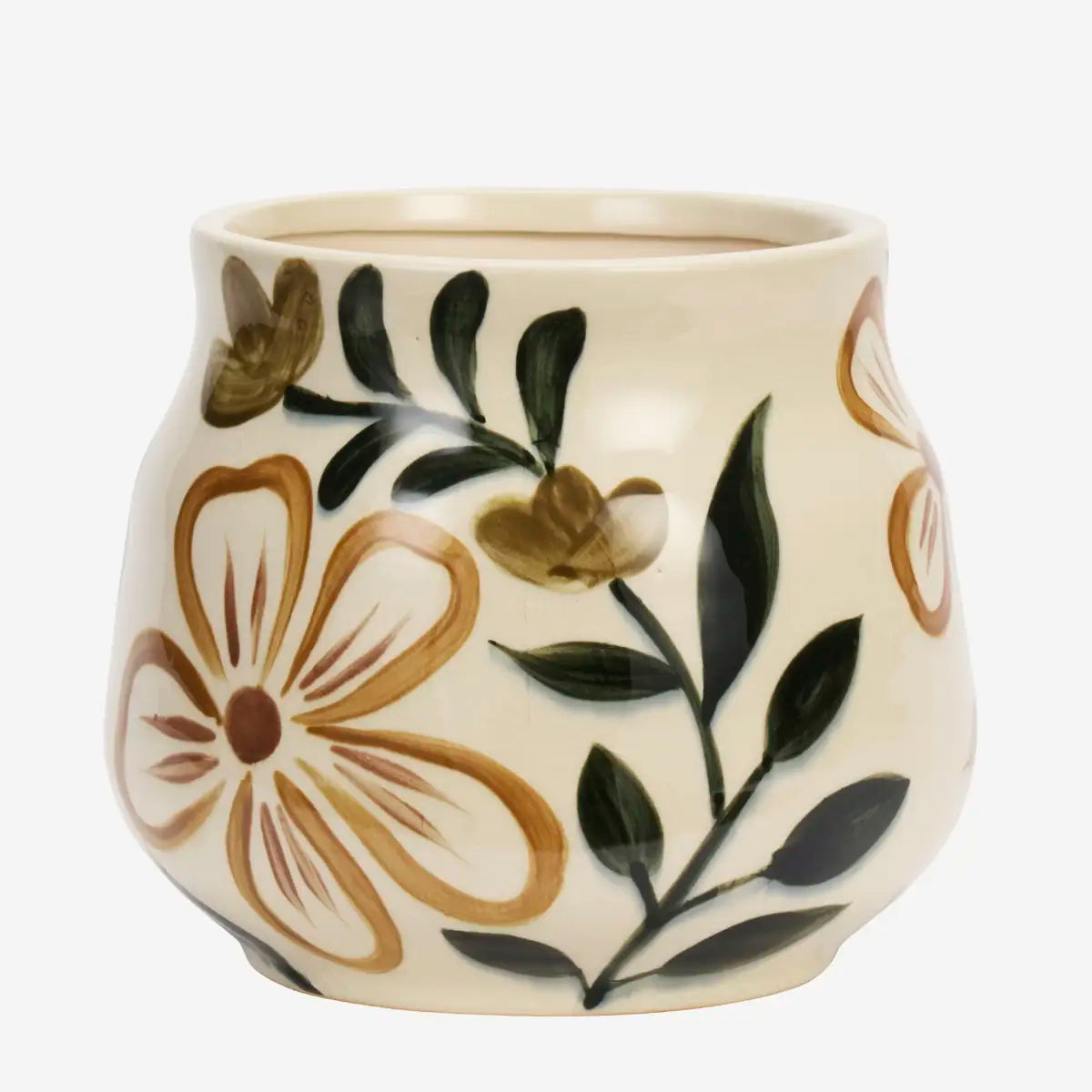 Hand Painted Stoneware Flowerpot