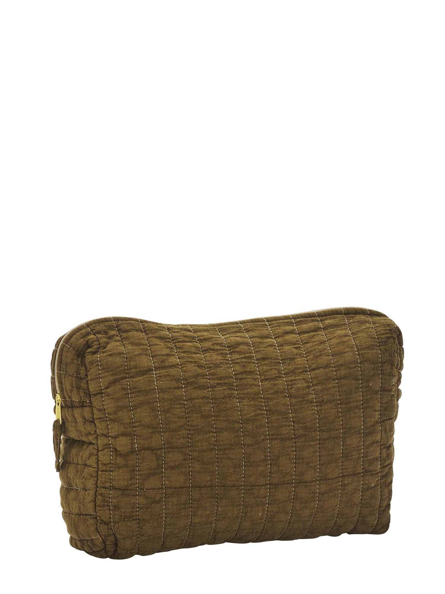 Quilted Cotton wash bag - Caramel Brown