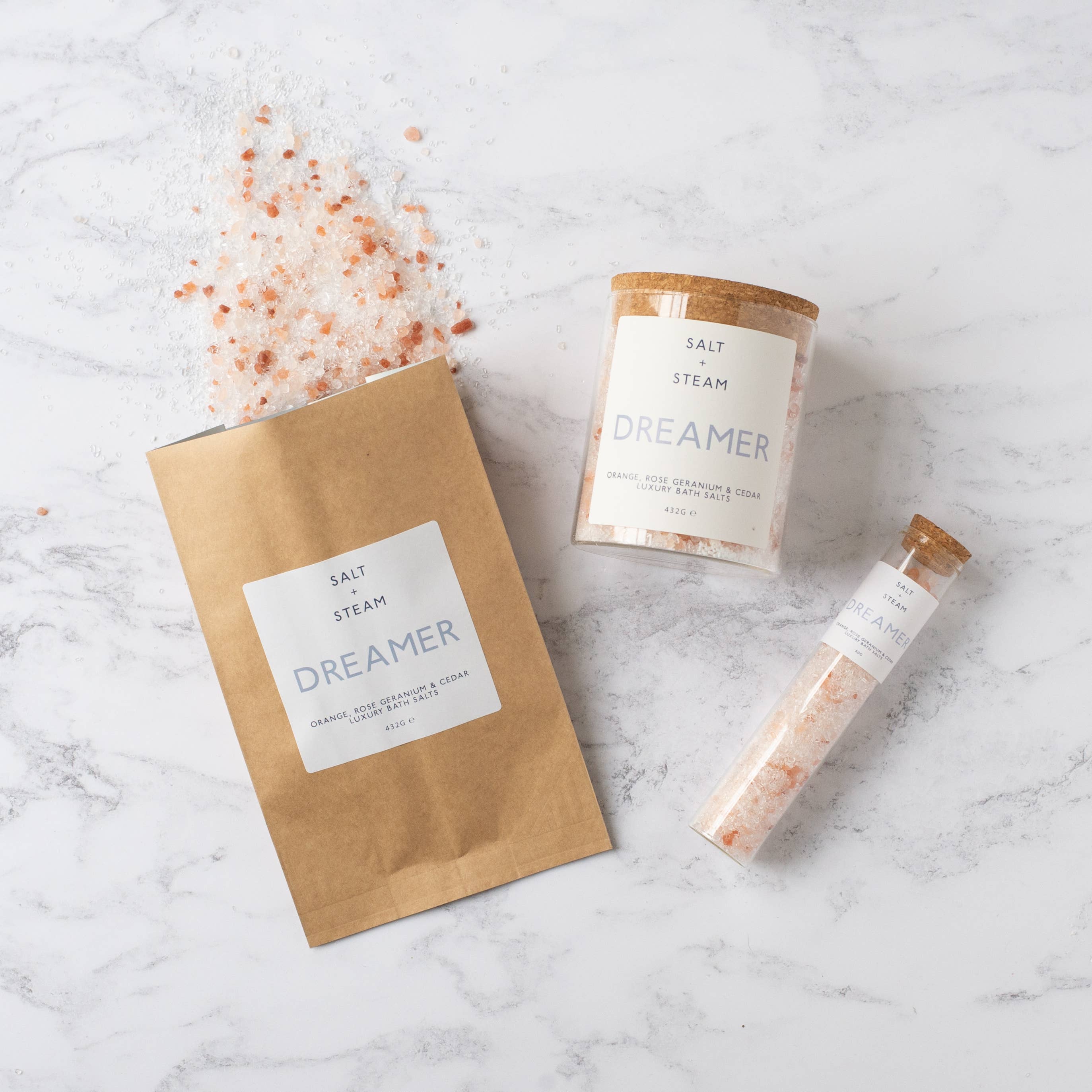 Dreamer - Rose Geranium & Cedar Bath Salts 80g & 432g