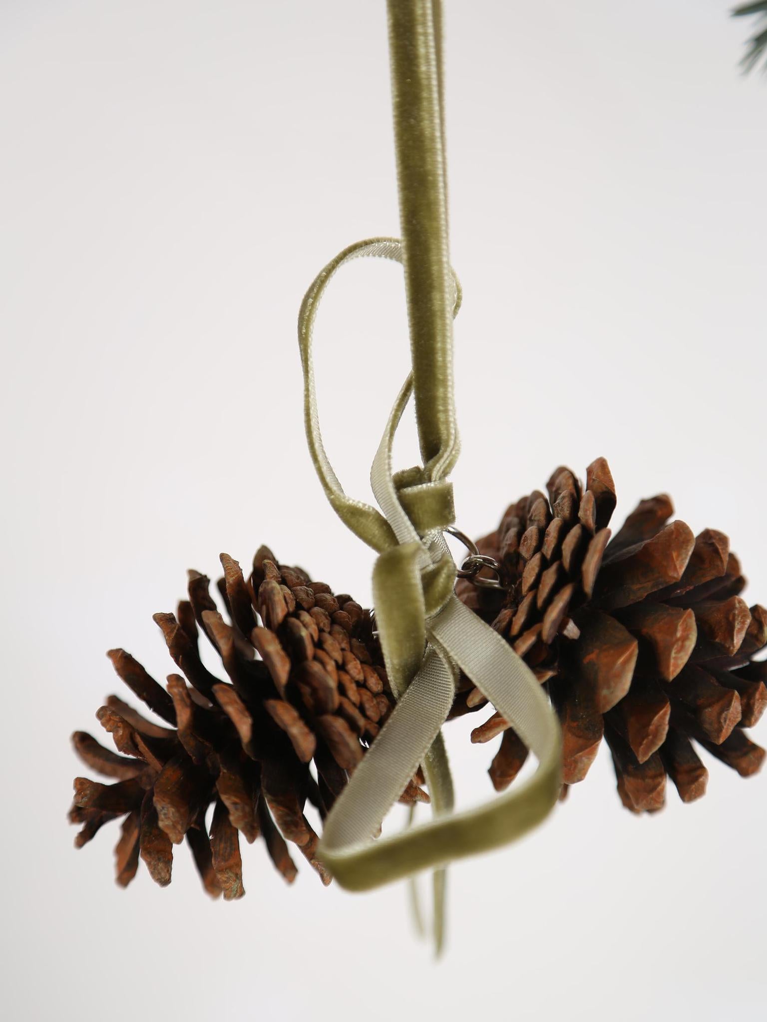 Pinecone Decoration With Sage Bow
