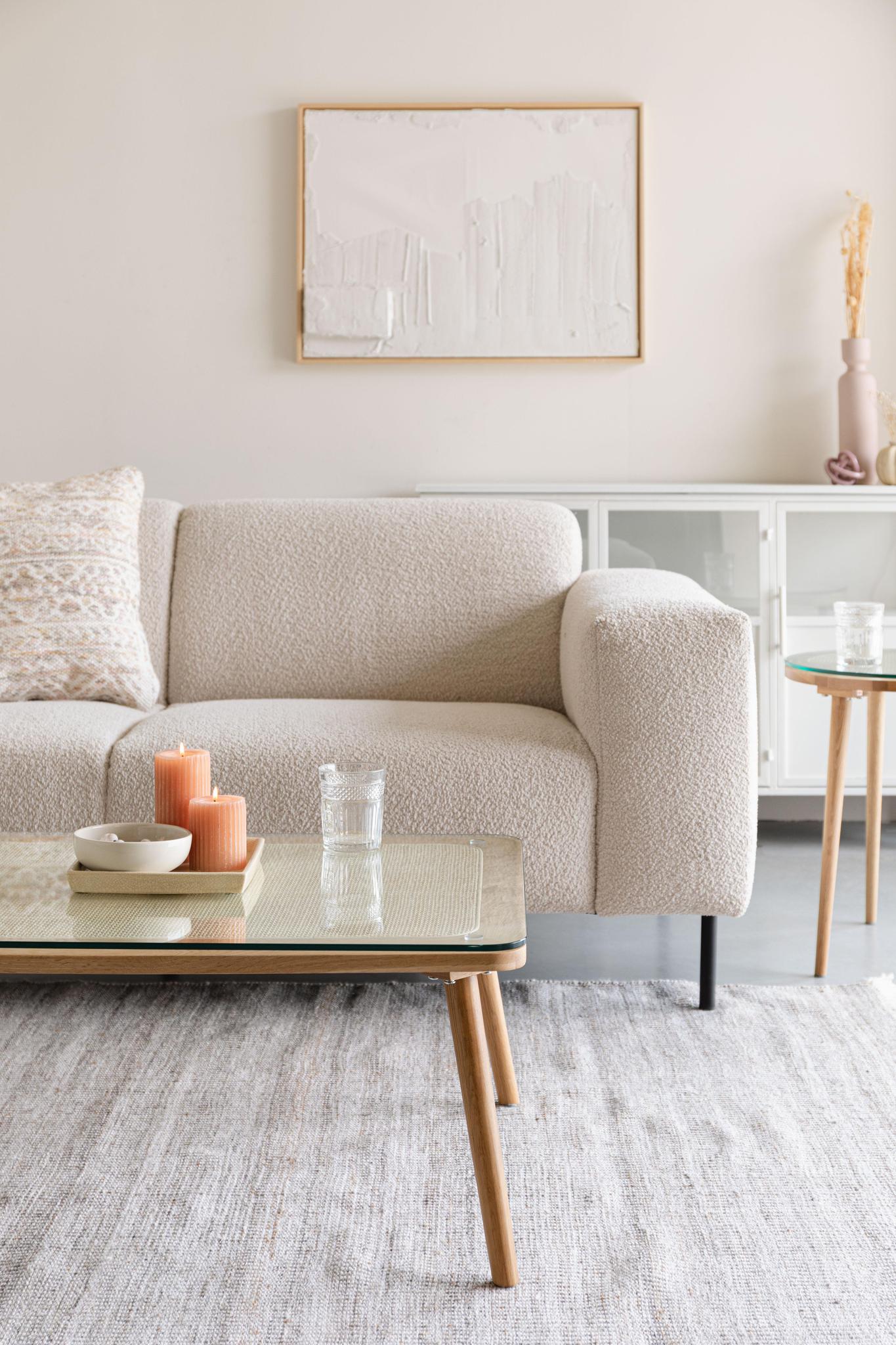 Haru Cane, Oak Wood & Glass Coffee Table - 2 Sizes Available