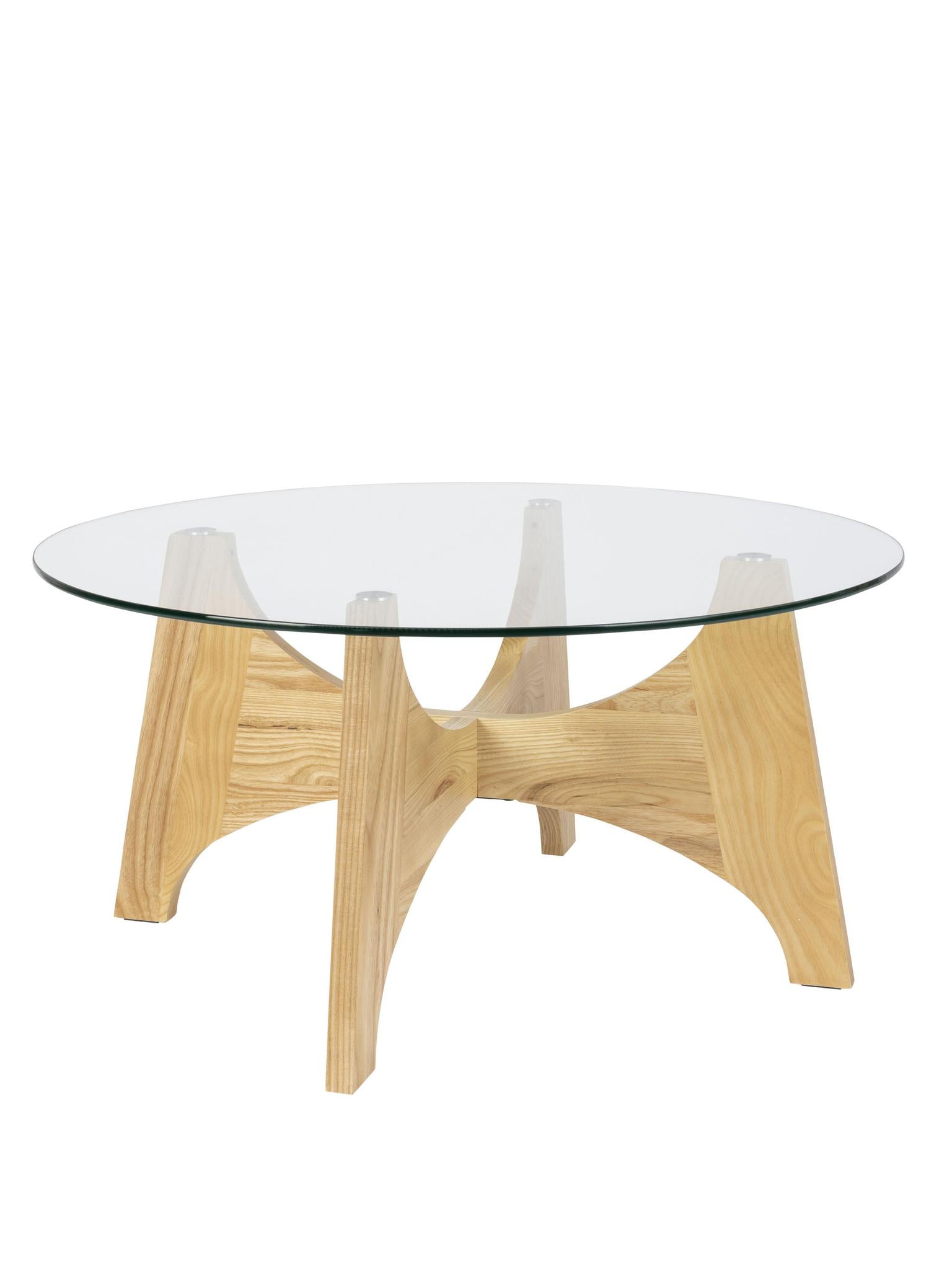 Kobe Ash Wood & Glass Coffee/Side Table - 2 Sizes Available